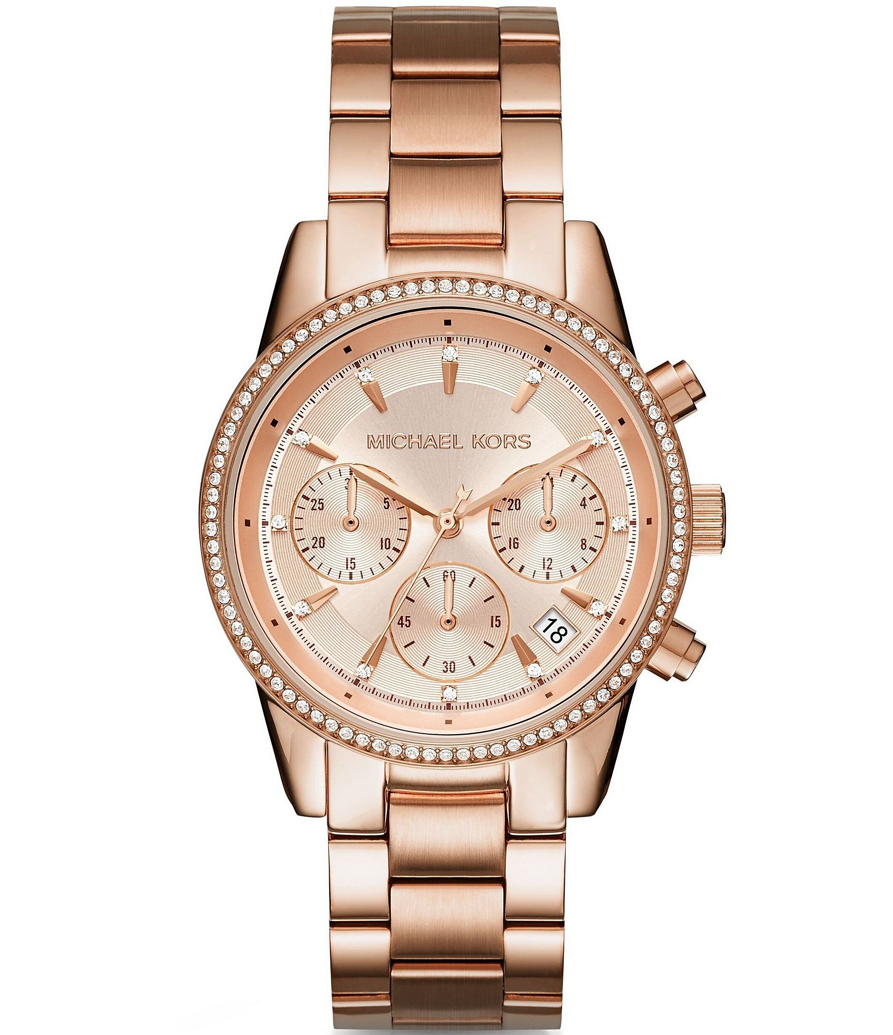 Michael Kors Ritz Pave Chronograph & Date Bracelet Watch | Dillard's