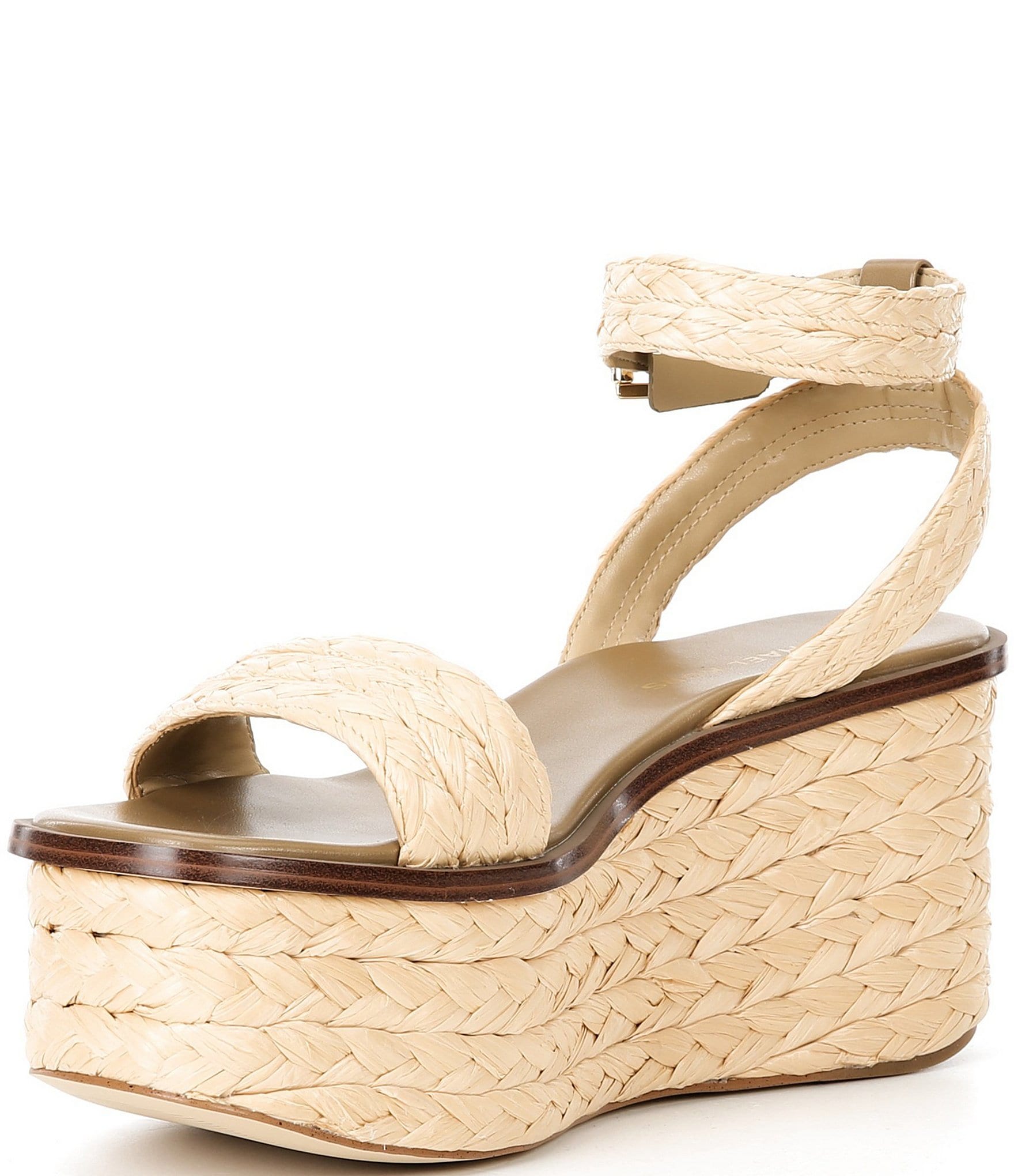 Michael Kors Sandra Husk Ankle Wrap High Platform Sandals