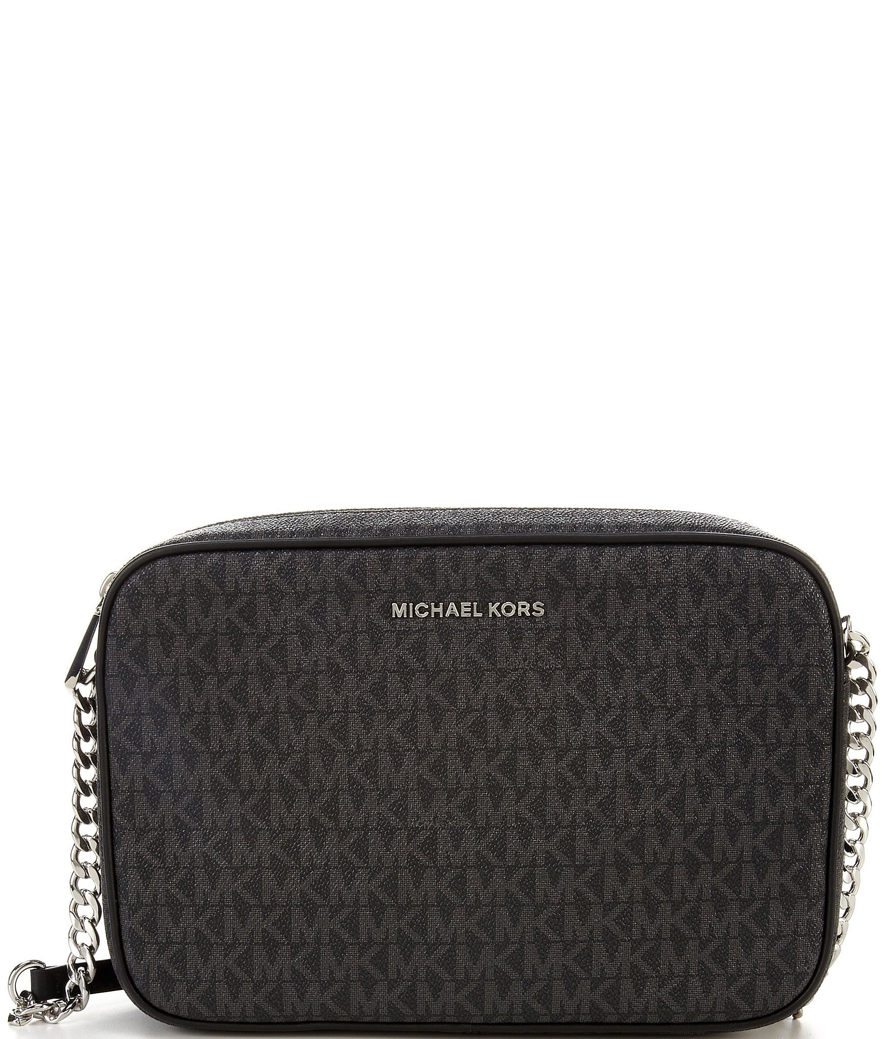 Michael Kors Signature Logo Jet Set Black Large East West Crossbody Bag Dillard s