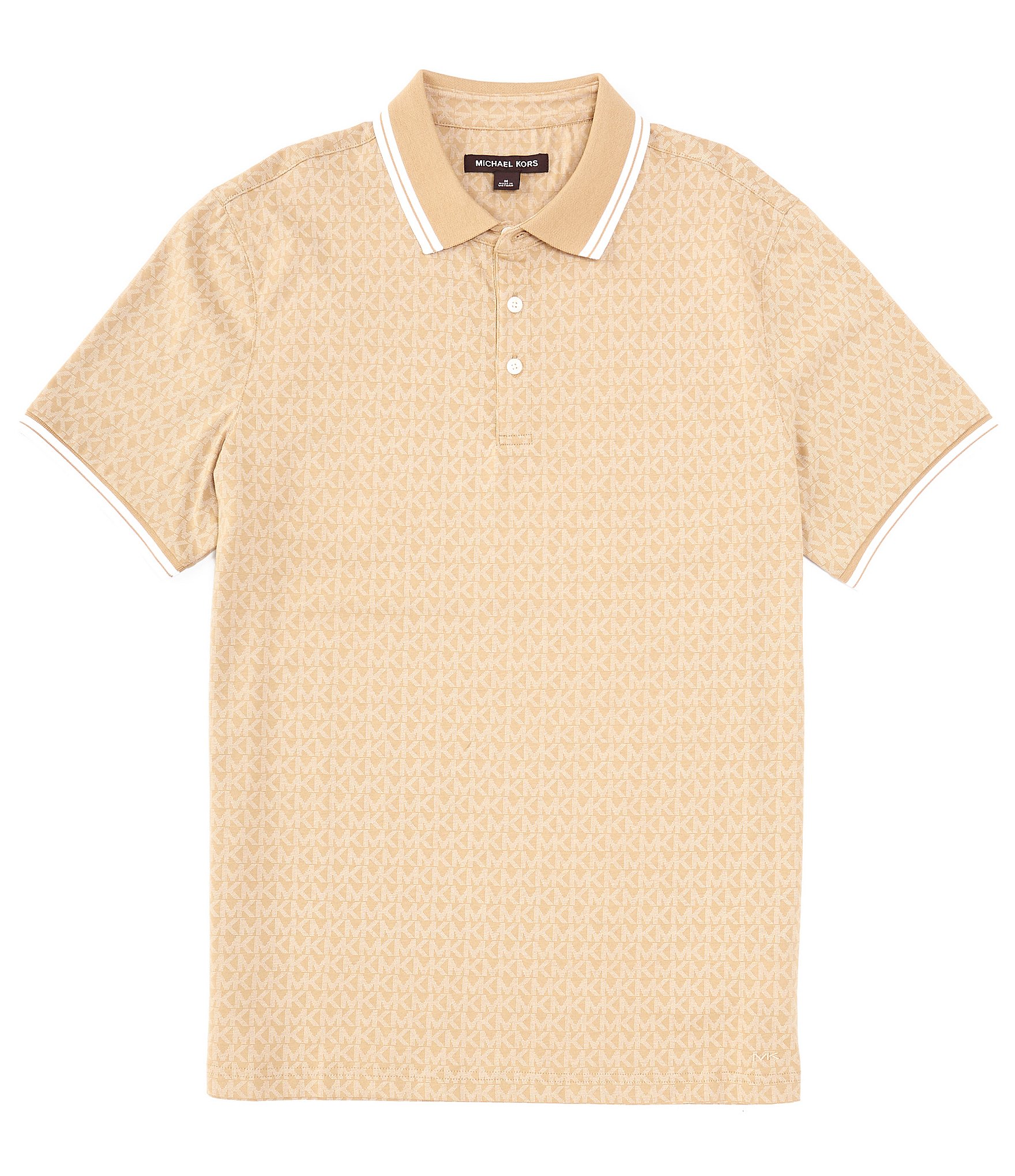 Michael Kors Signature Print Greenwich Short Sleeve Polo Shirt | Dillard's