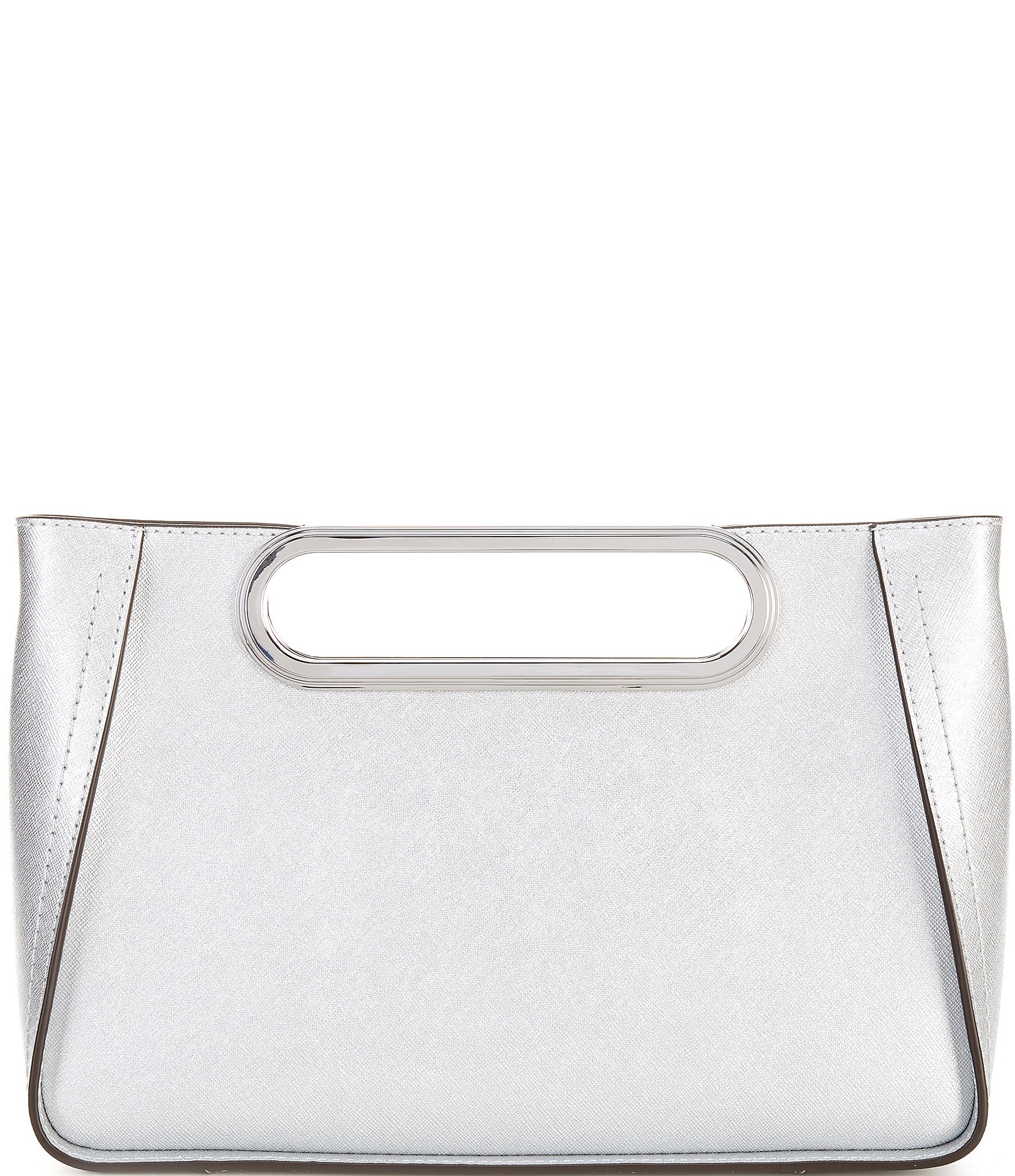 Michael Kors Silver Metallic Chelsea Large Convertible Clutch