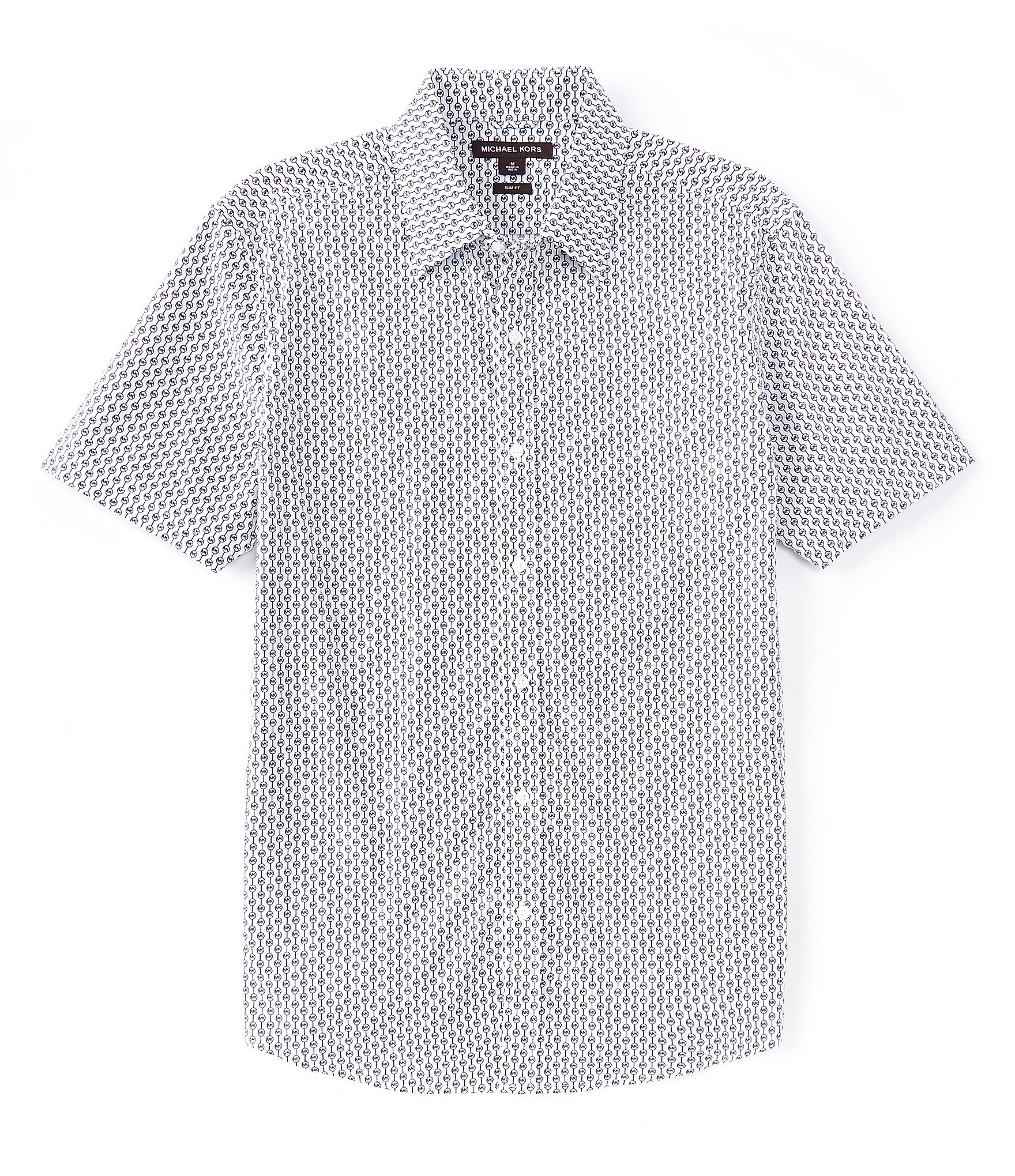 Michael Kors Slim Fit Charm Stripe Stretch Short Sleeve Woven Shirt ...