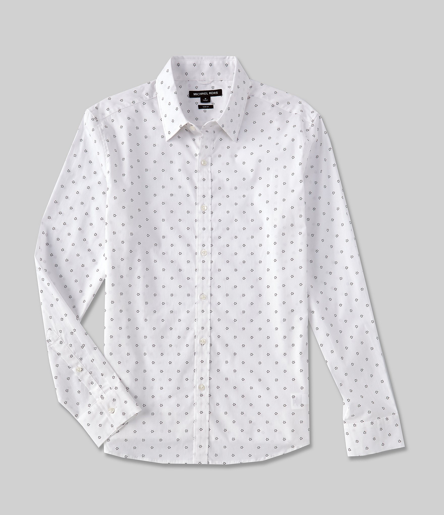 Michael Kors Slim-Fit Daisy Print Stretch Long-Sleeve Woven Shirt |  Dillard's