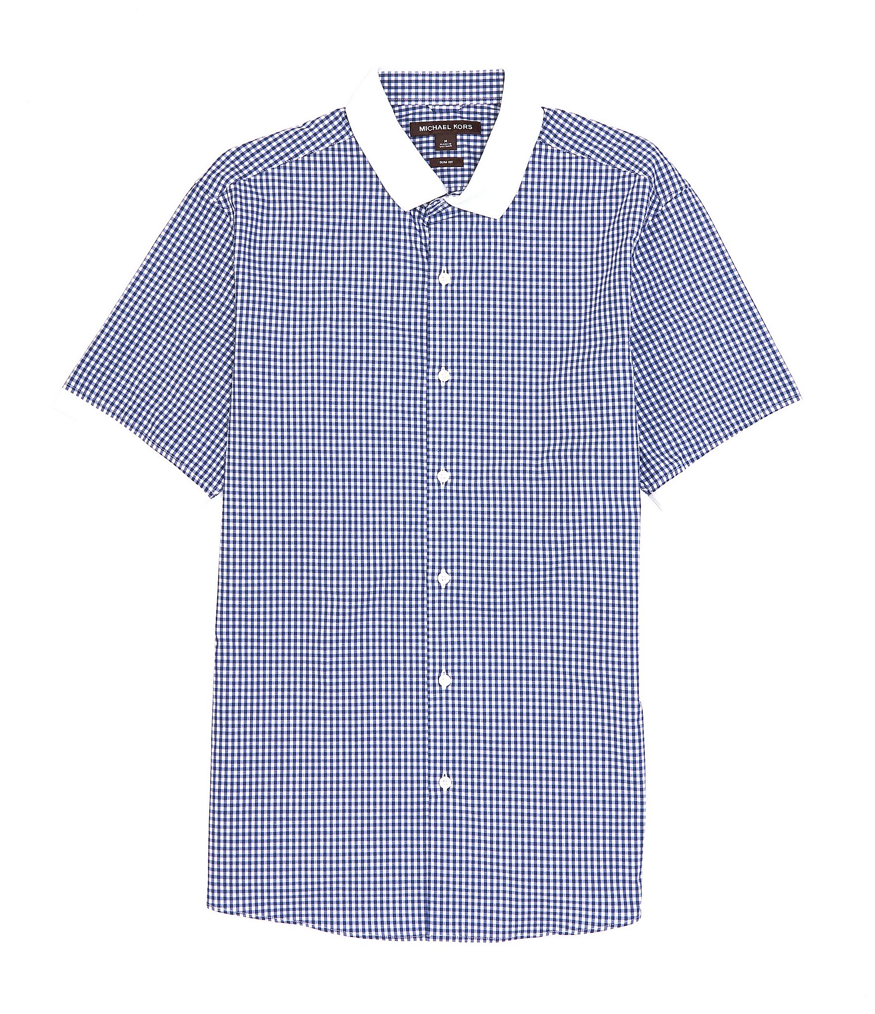 Michael Kors Slim-Fit Gingham Stretch Short-Sleeve Woven Shirt | Dillard's