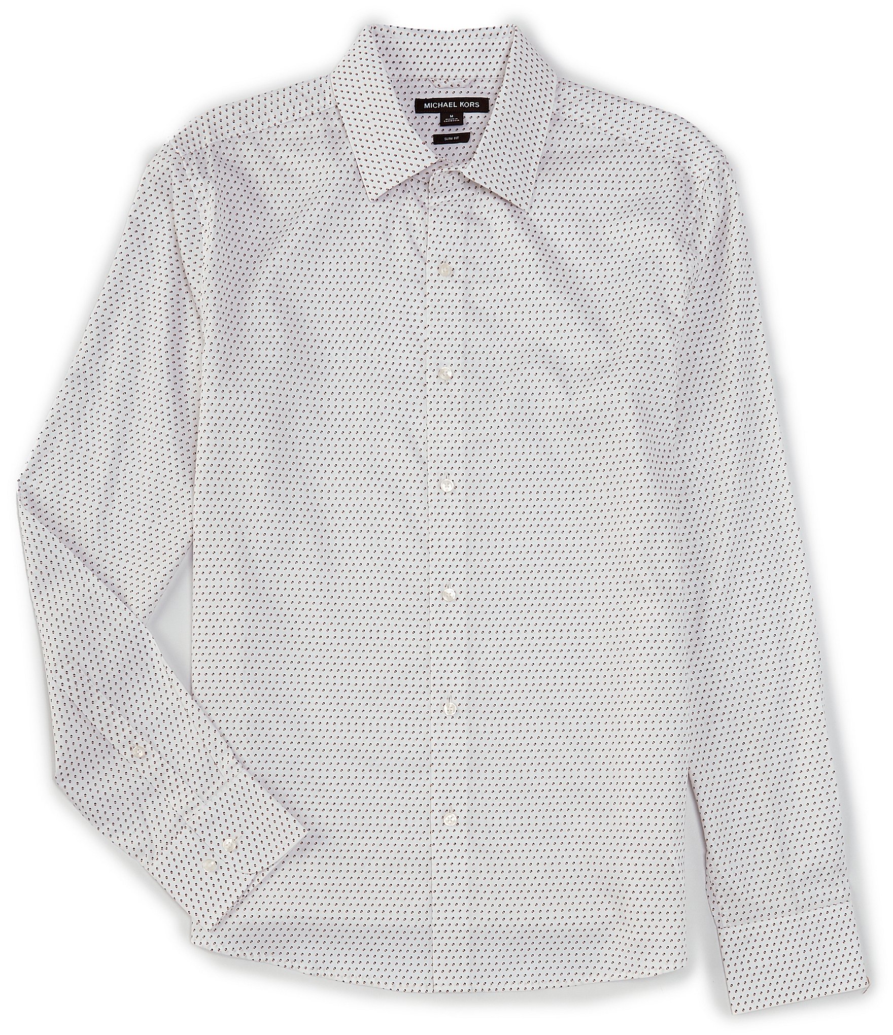 Michael Kors Slim Fit Stretch Dot Print Long Sleeve Woven Shirt | Dillard's