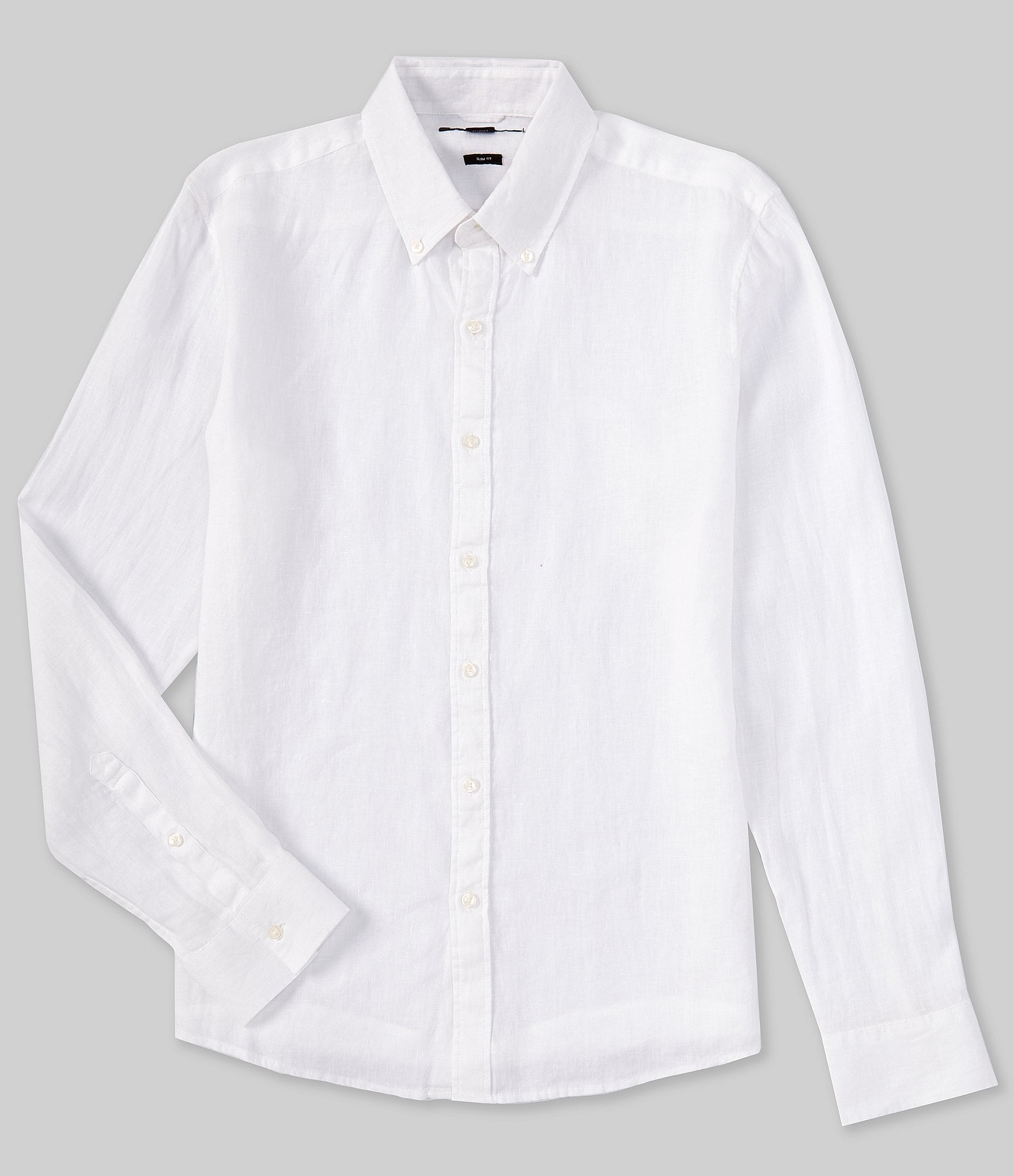 Michael Kors Slim Fit Yarn-Dye Linen Long Sleeve Woven Shirt