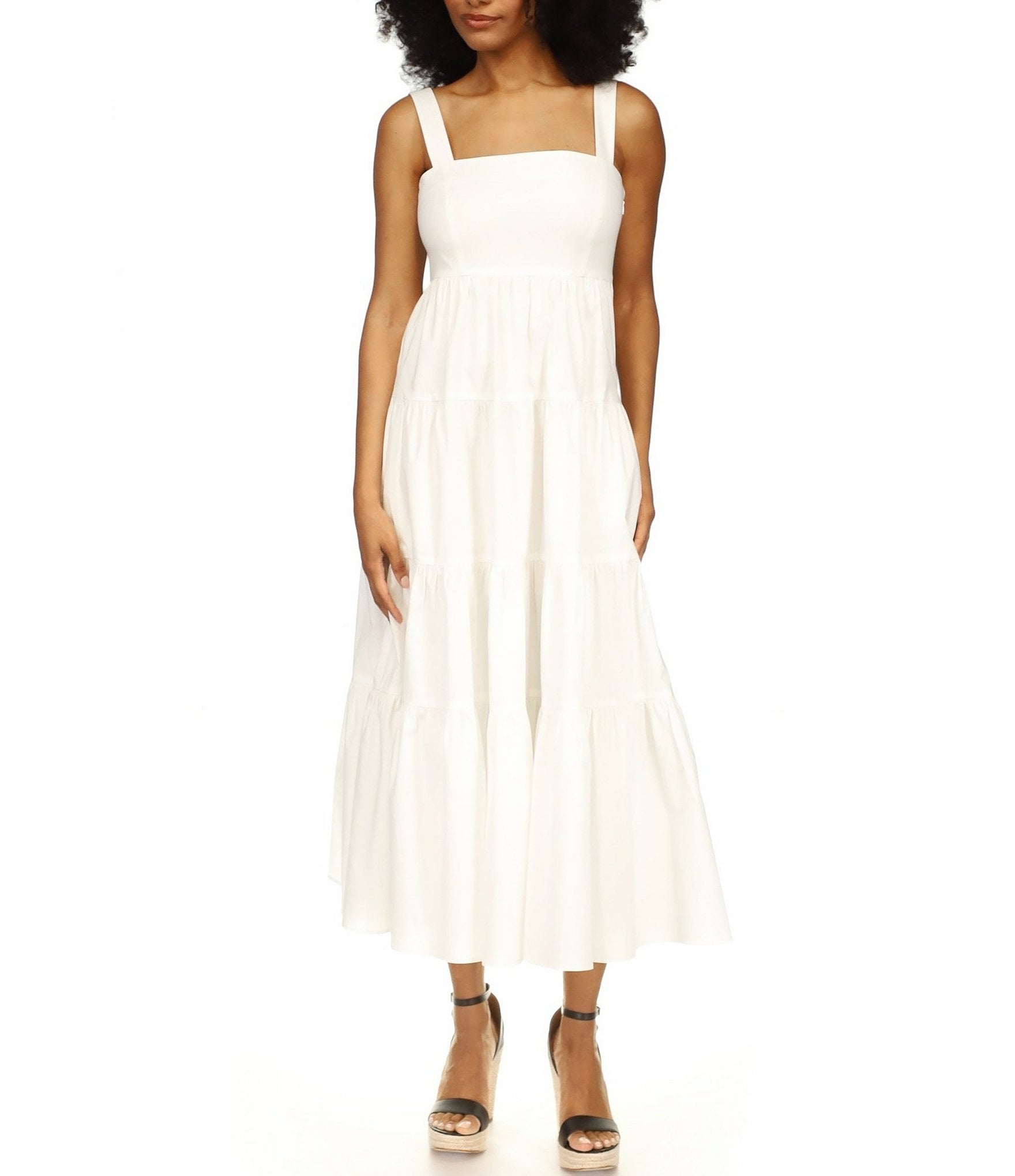 Michael Kors Stretch Cotton Poplin Tiered Midi Dress Dillard s