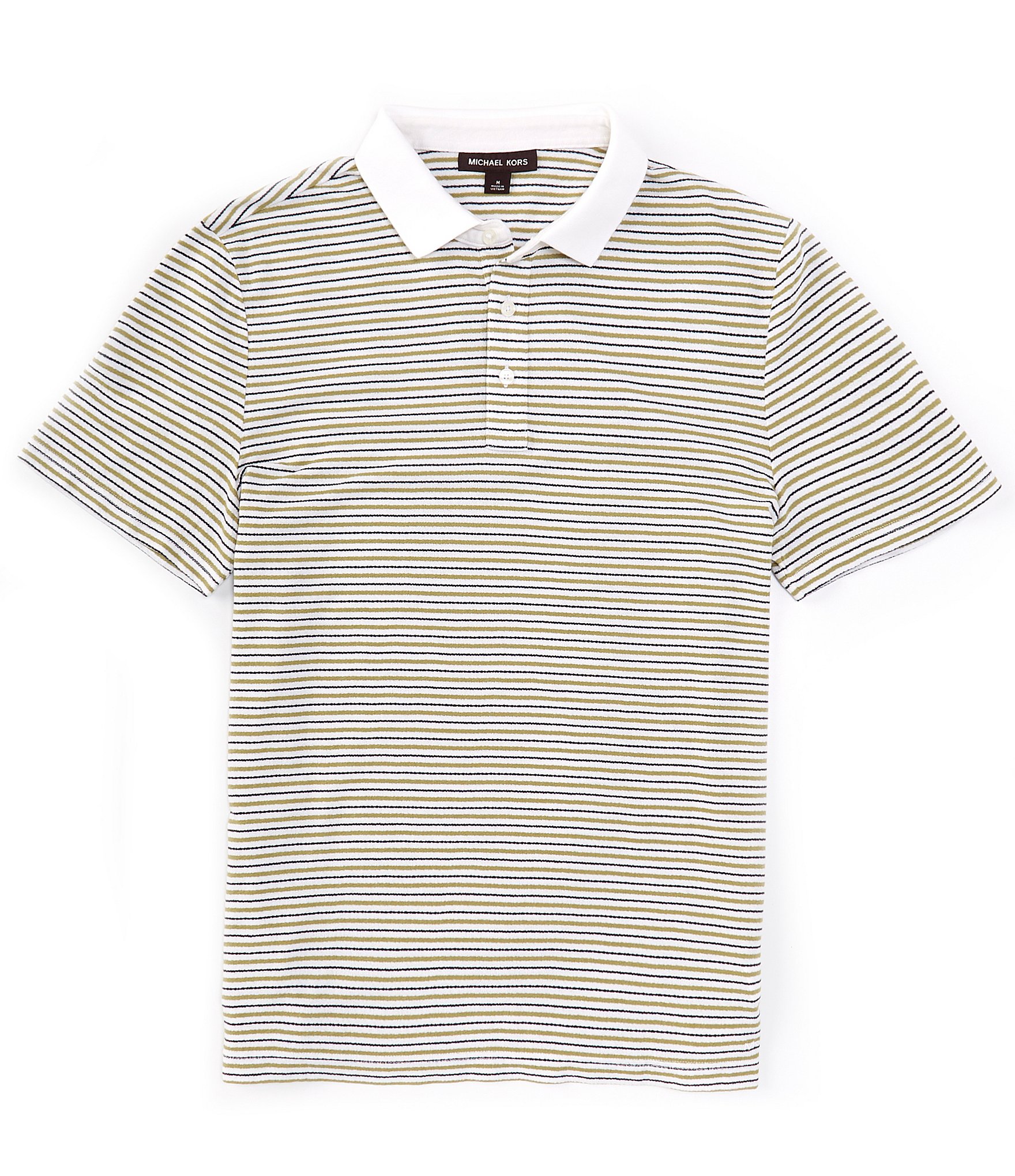 Michael Kors Textured Stripe Short Sleeve Polo Shirt