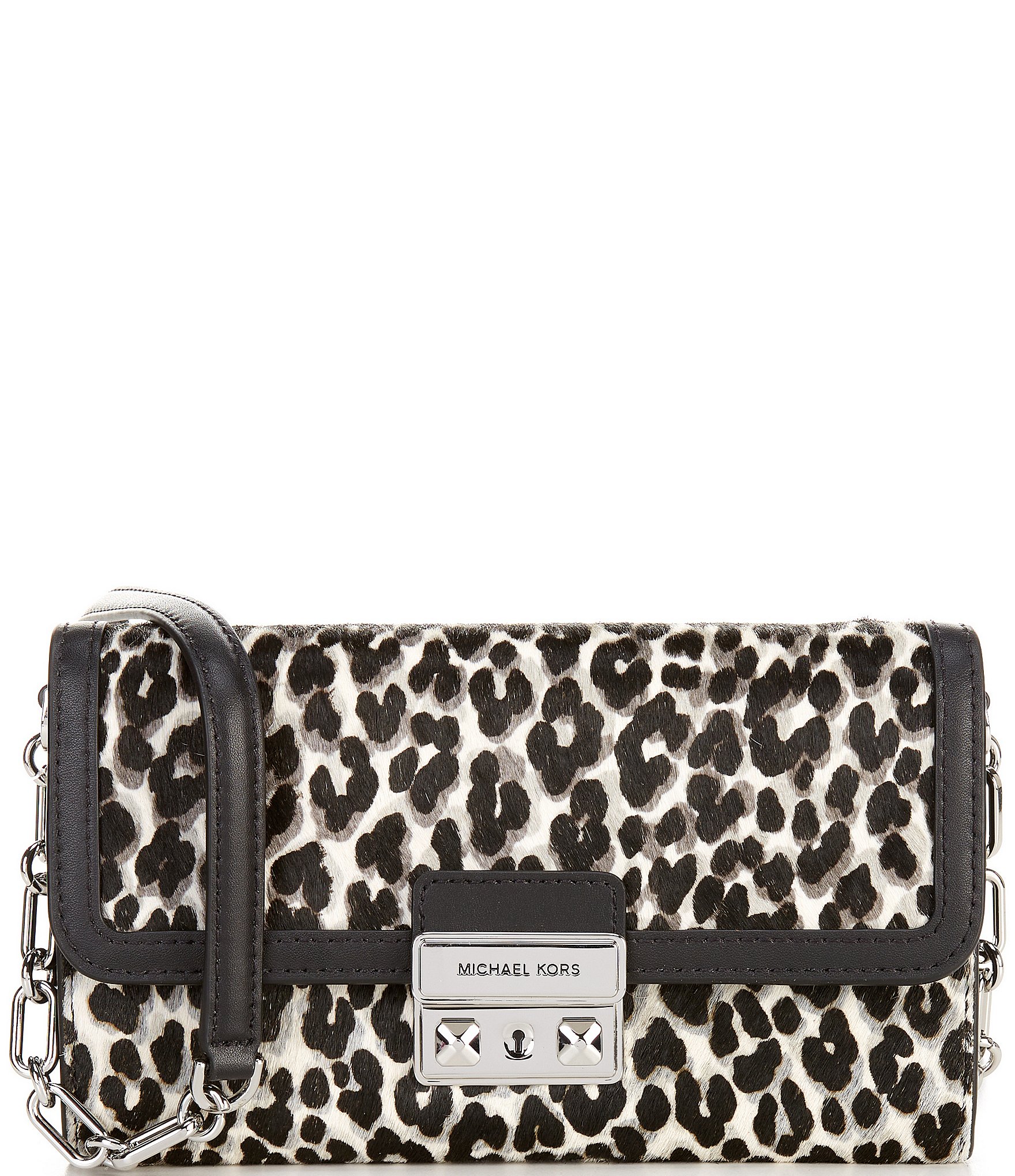 Michael Kors Tribeca Large Leopard Print Calf Hair Convertible Crossbody Bag Dillard s