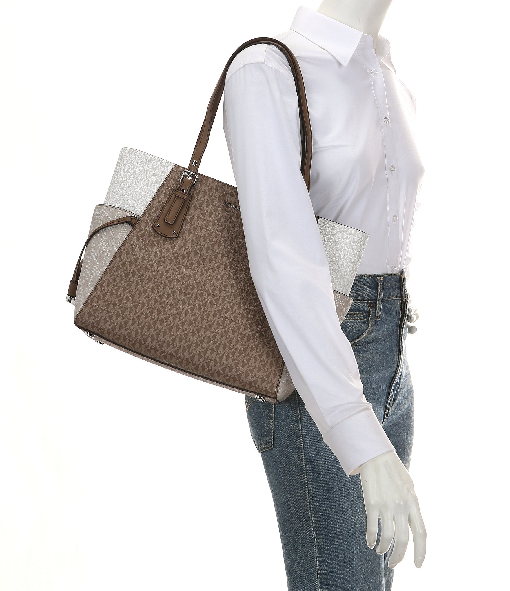 Michael Kors Voyager East West Signature Logo Color Block Tote Bag CoolSprings Galleria
