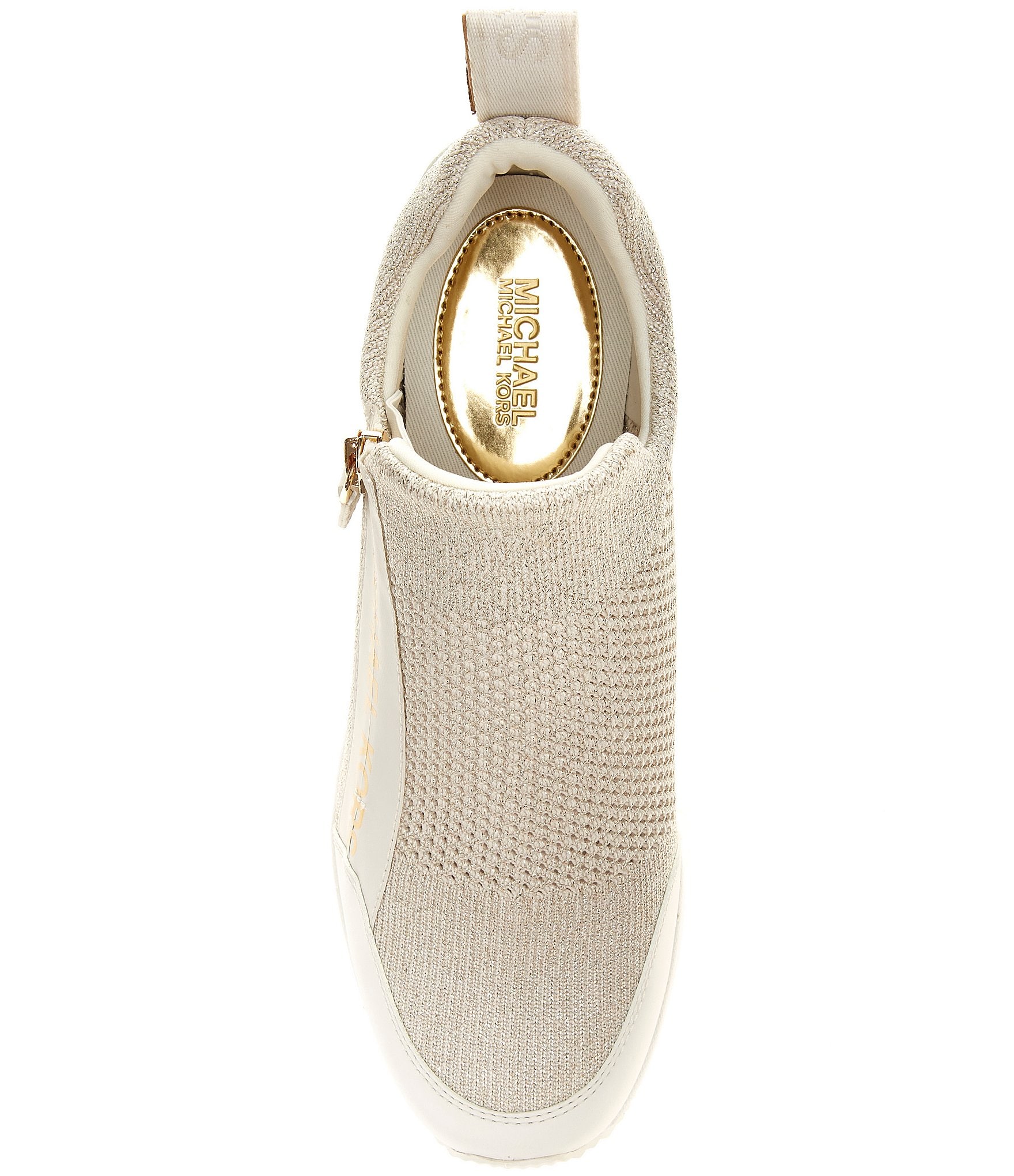 Michael Kors Willis Metallic Knit Signature Logo Wedge Trainer Sneakers