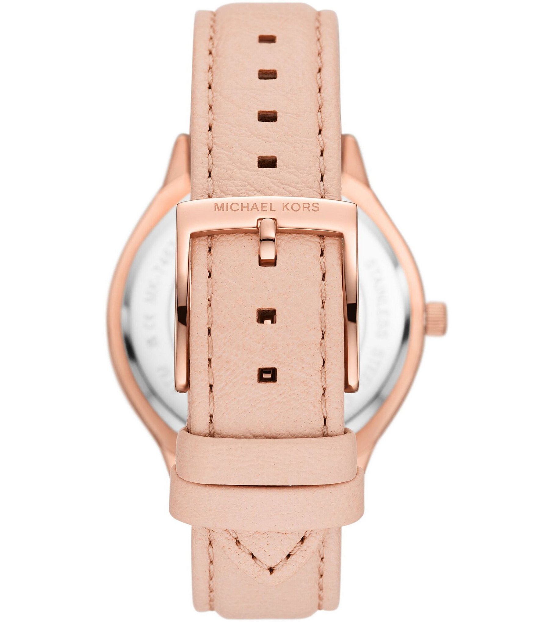 Michael Kors Women's 38mm Slim Runway Three-Hand Blush Leather Strap Watch