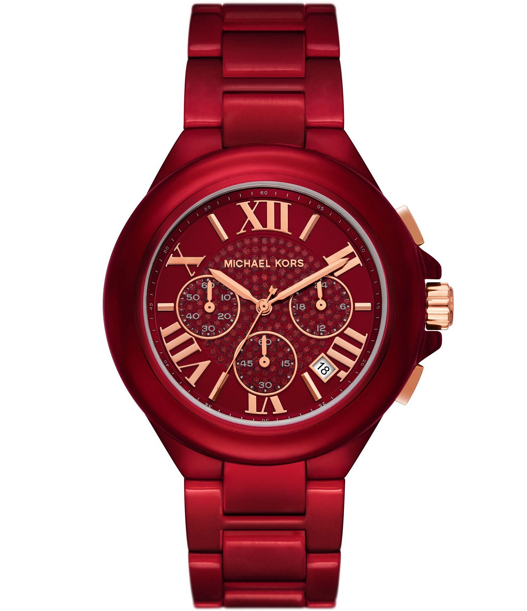 Michael Kors Women's Camille Chronograph Red Coated Stainless Steel ...