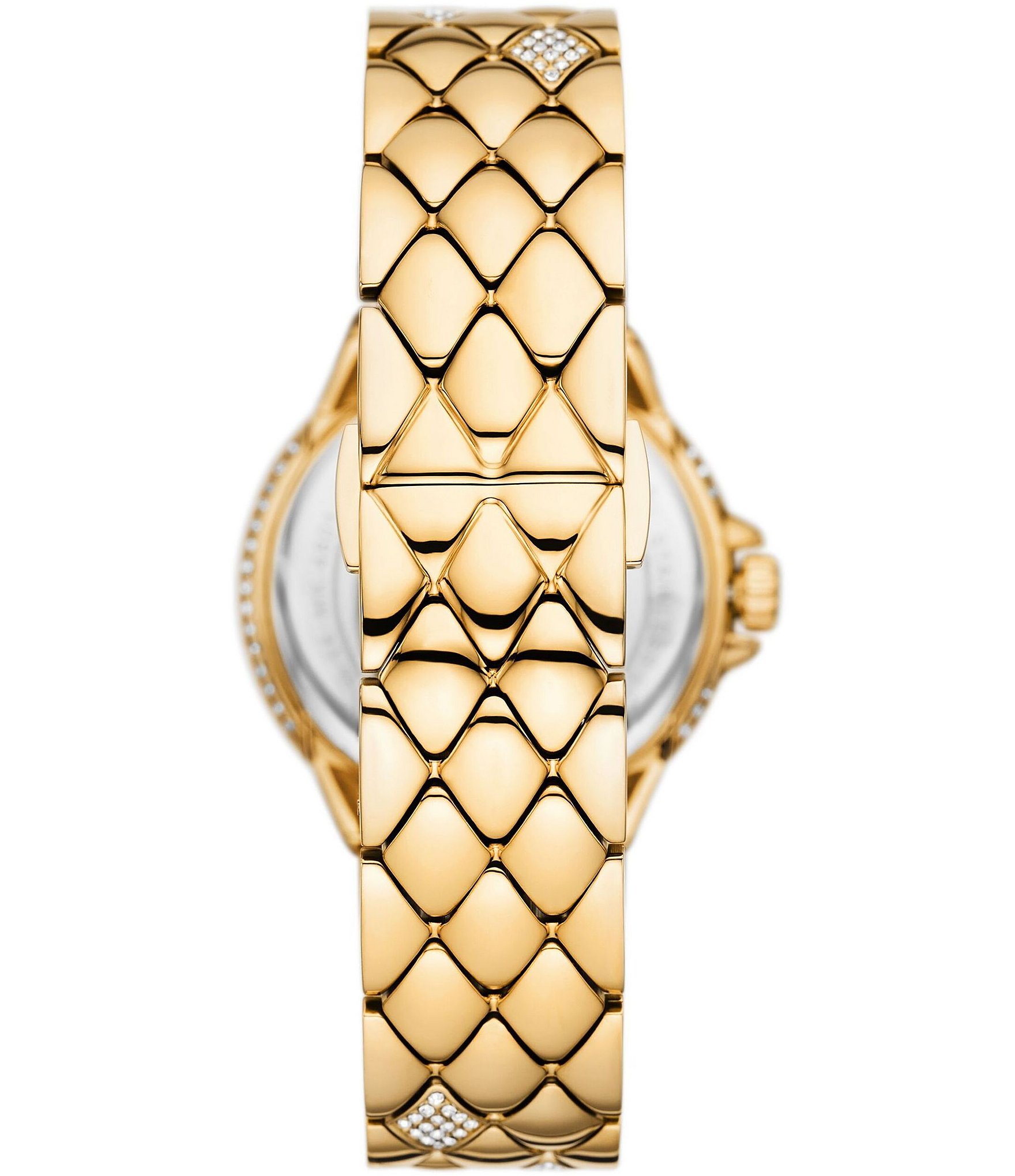 Michael Kors Women's Camille Crystal Pav Three-Hand Gold-Tone Stainless Steel Bracelet Watch