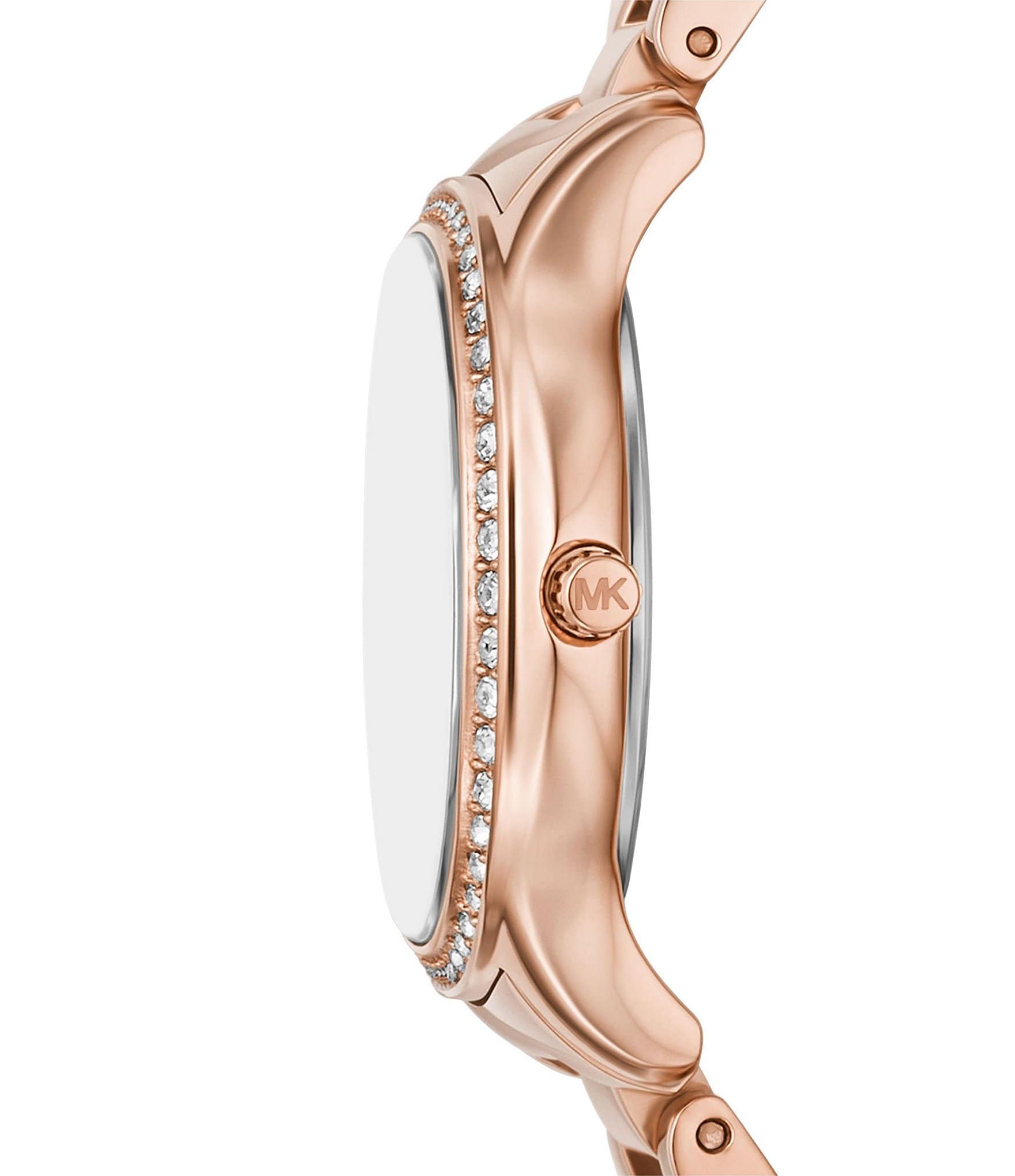 Michael Kors Women's Crystal Sage Three-Hand Rose Gold Tone Stainless Steel Bracelet Watch