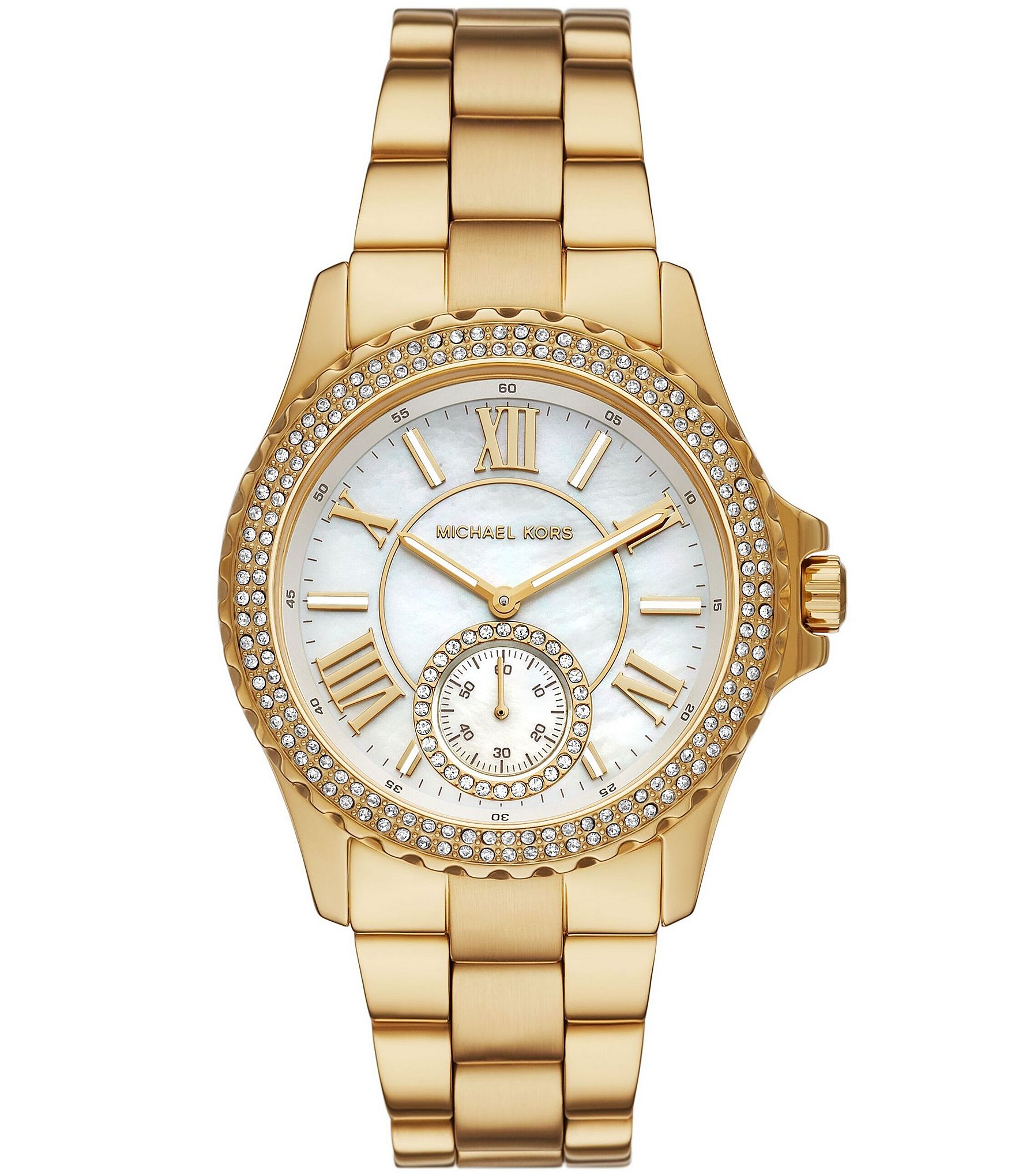 Michael Kors Womens Everest Three Hand Gold Tone Stainless Steel Bracelet Watch Dillards 8571