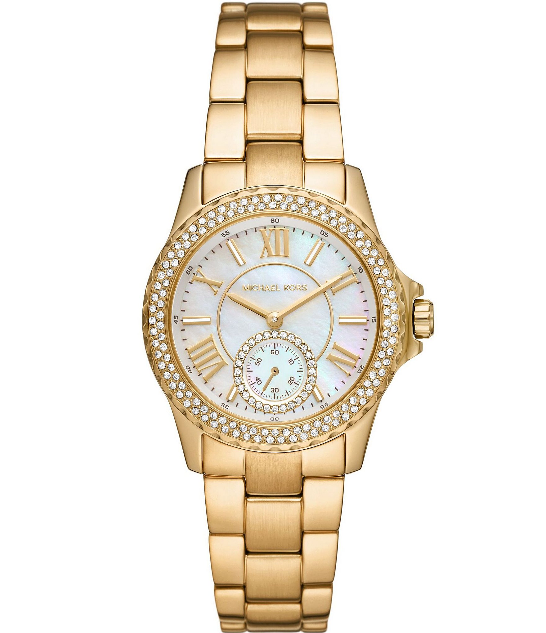 Michael Kors Women's Lexington Three-Hand Crystal Stainless Steel Bracelet  Watch | Dillard's