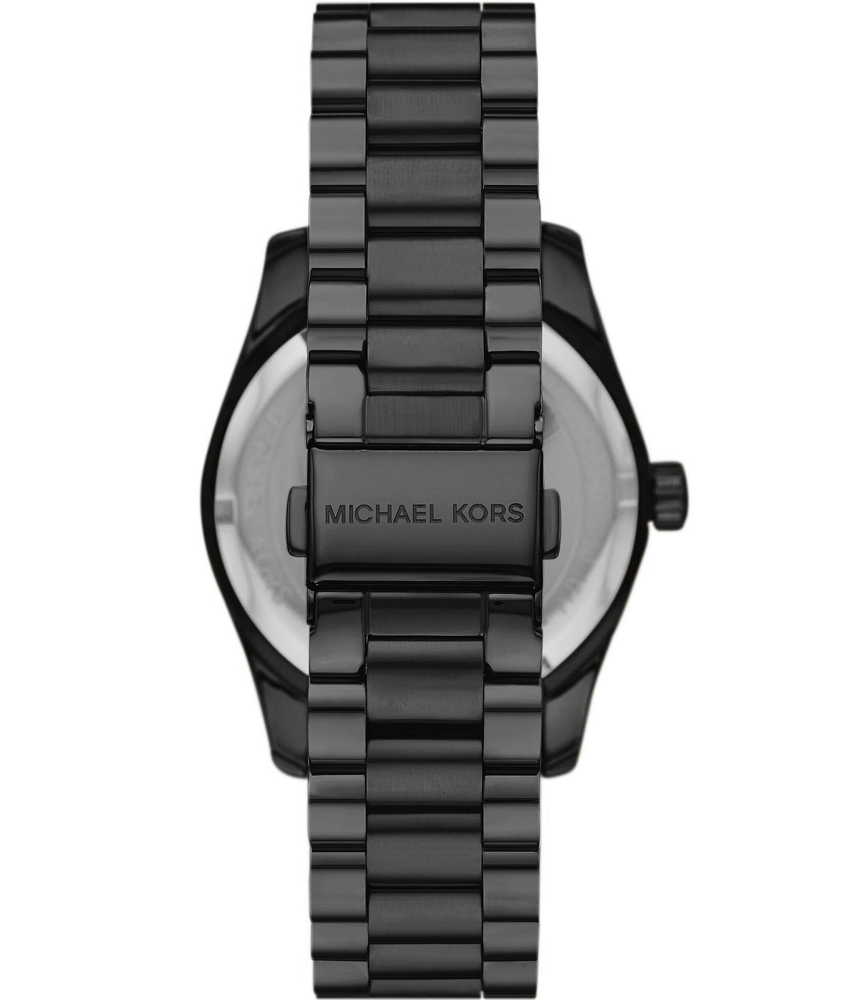 Michael Kors Women's Lexington Three-Hand Black Stainless Steel Bracelet Watch