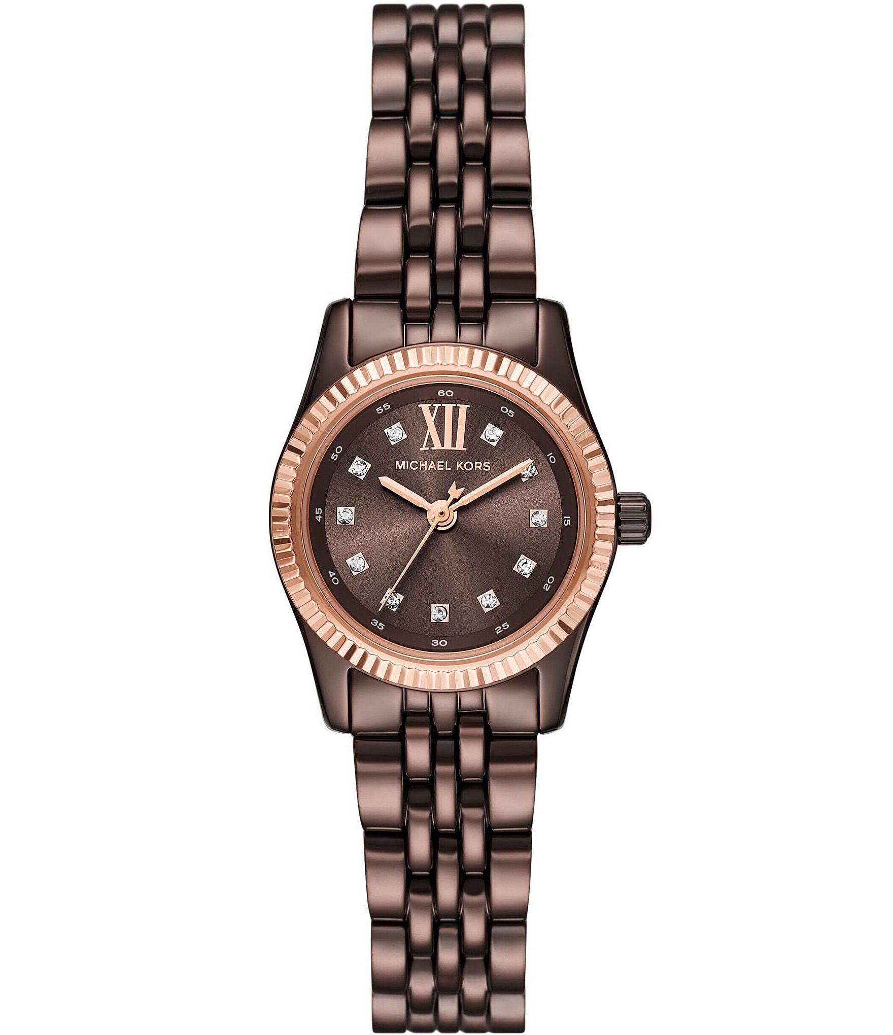 Michael Kors Women's Lexington Three-Hand Chocolate Stainless Steel Bracelet Watch