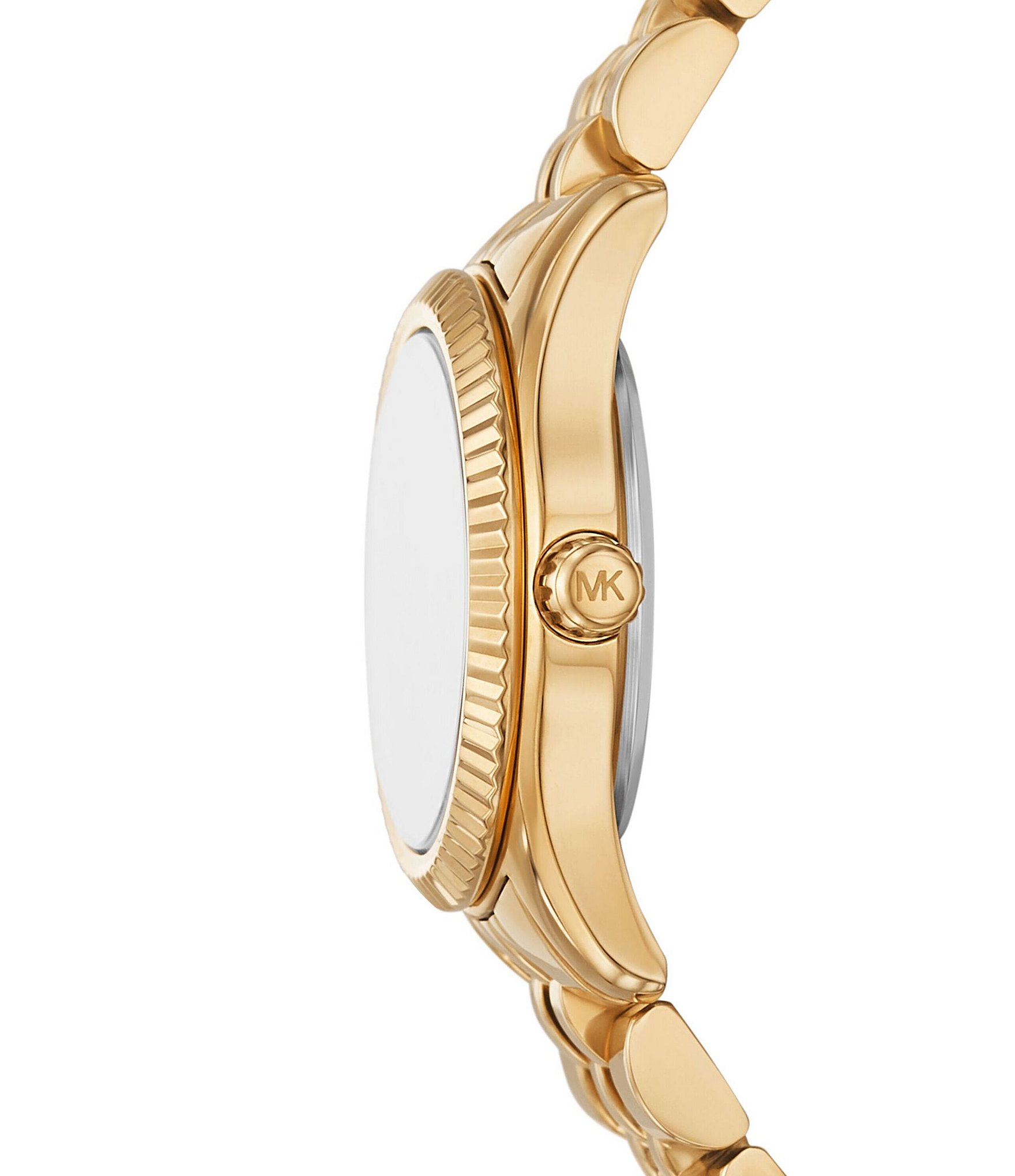 Michael Kors Women's Lexington Three-Hand Gold-Tone Crystal Dial Stainless Steel Bracelet Watch