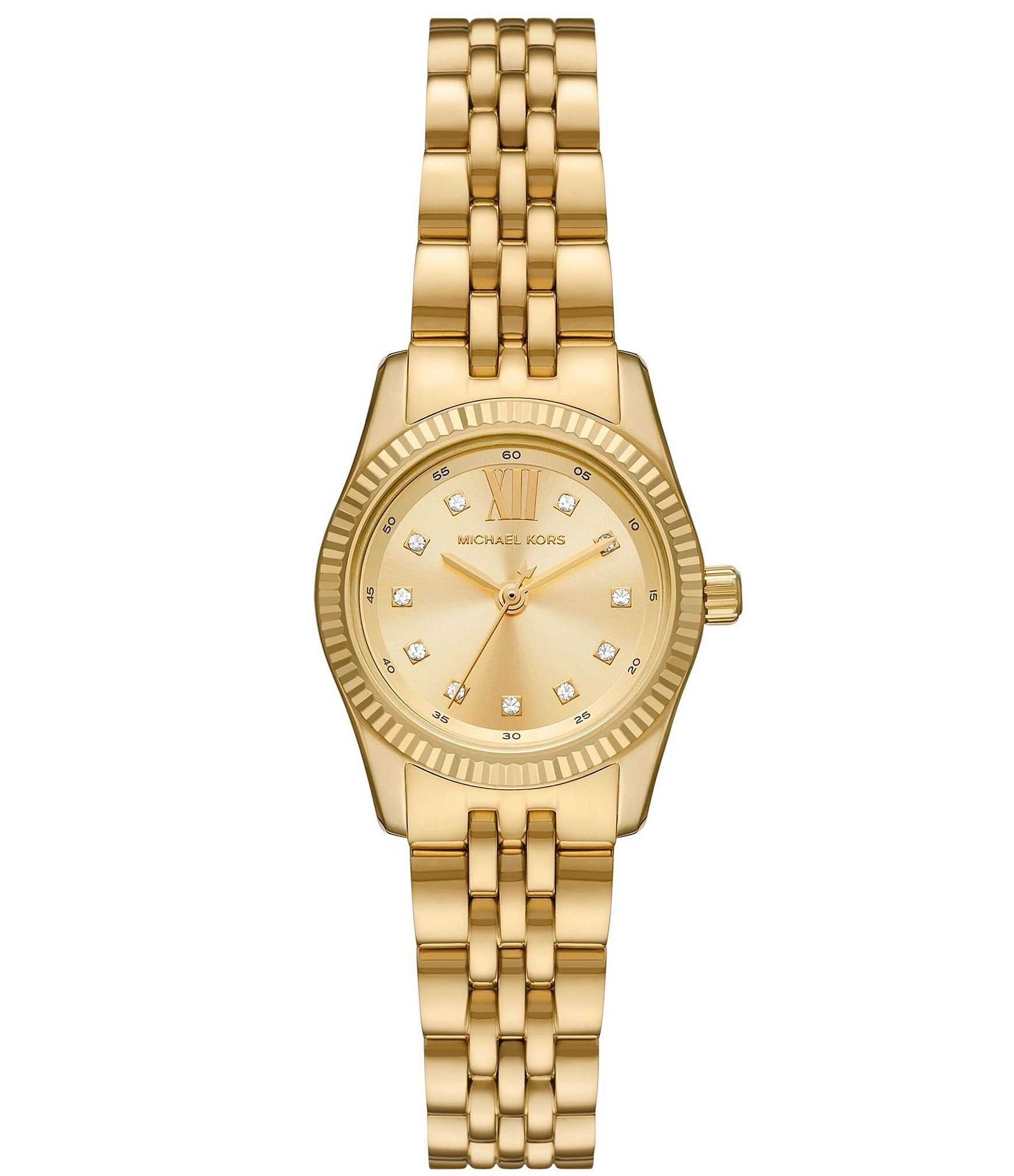 Michael Kors Womens Lexington Three Hand Gold Tone Stainless Steel Bracelet Watch Dillards