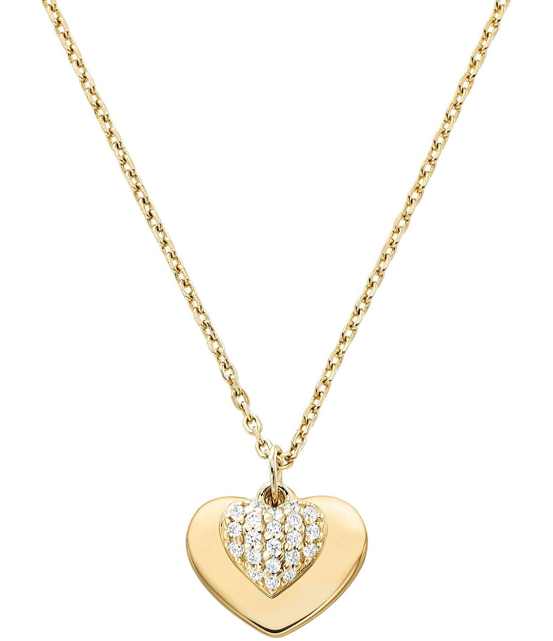 Michael Kors 14K Gold-Plated Double Layered Pavé Disk Necklace Gold | Short  Necklace