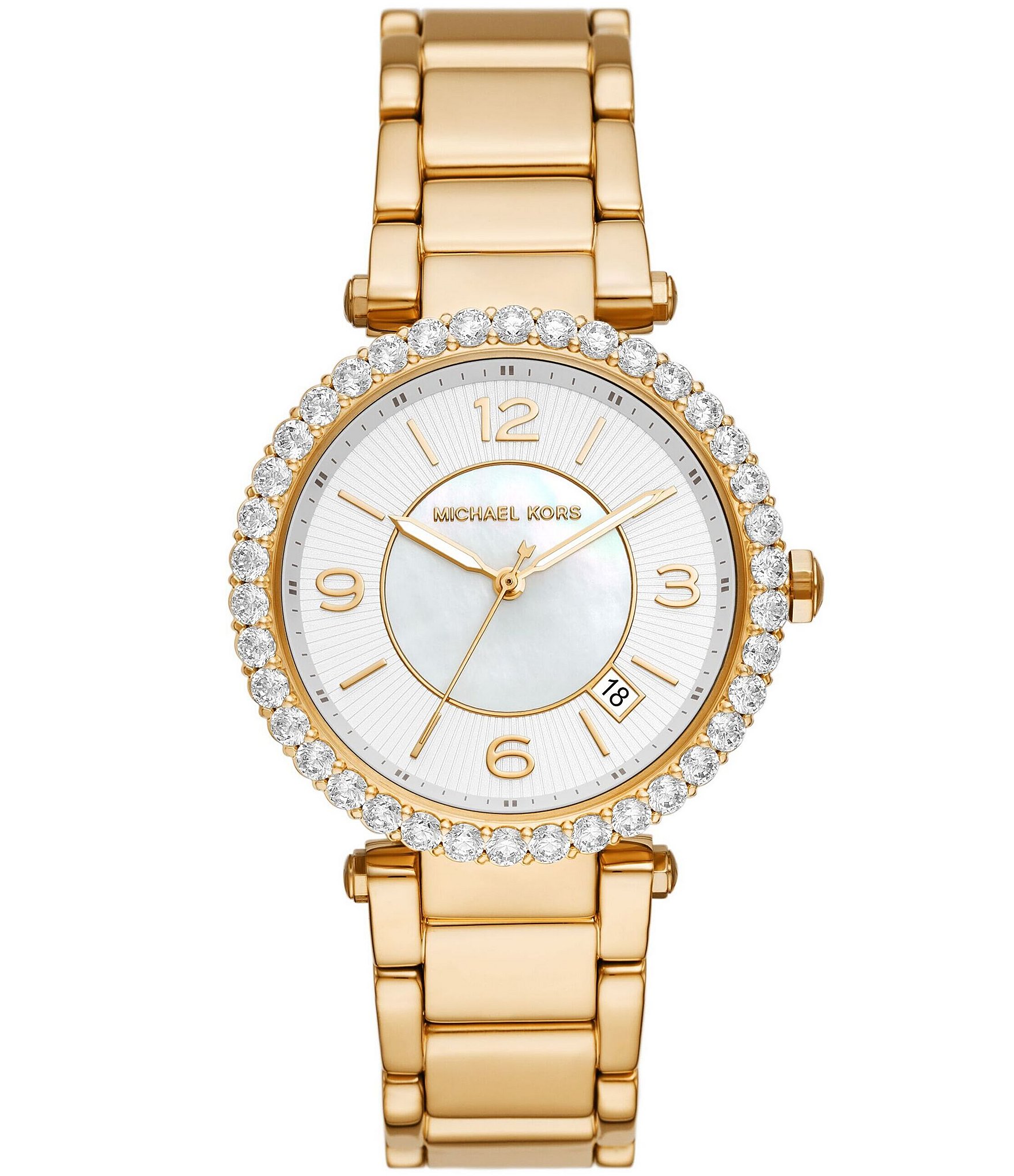 Michael Kors Women's Parker Lux Three-Hand Gold-Tone Stainless