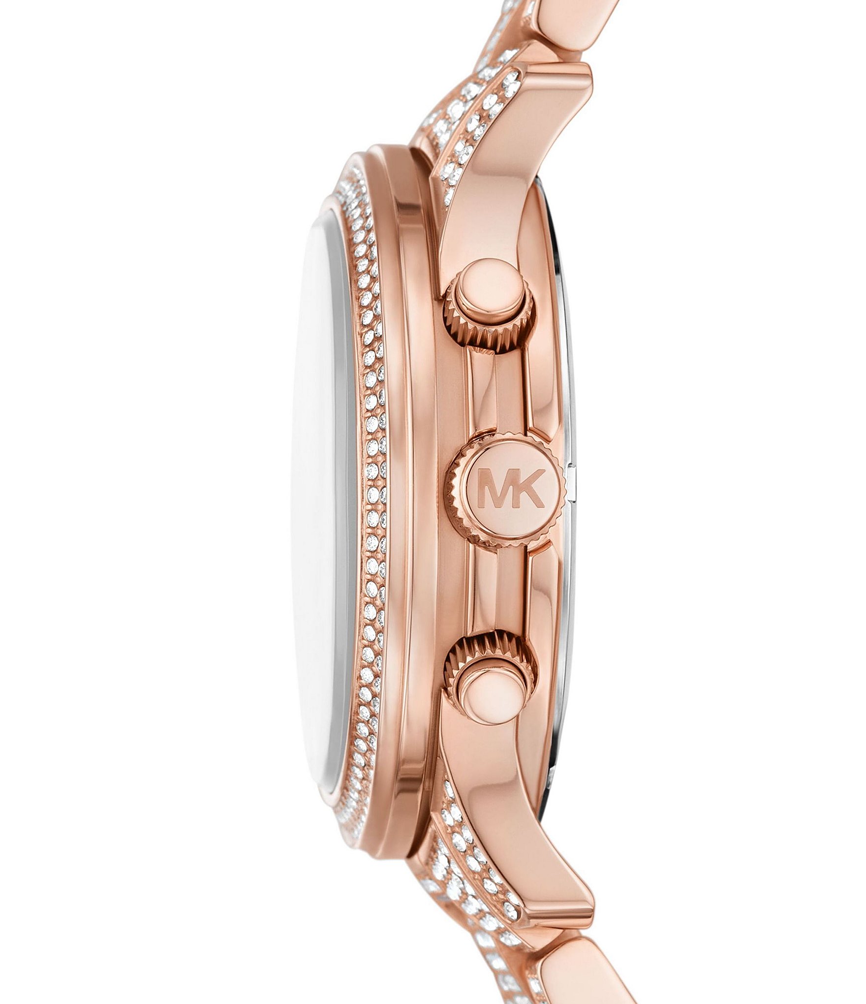 Michael Kors Women's Runway Chronograph Rose Gold-Tone Diamond Stainless Steel Bracelet Watch