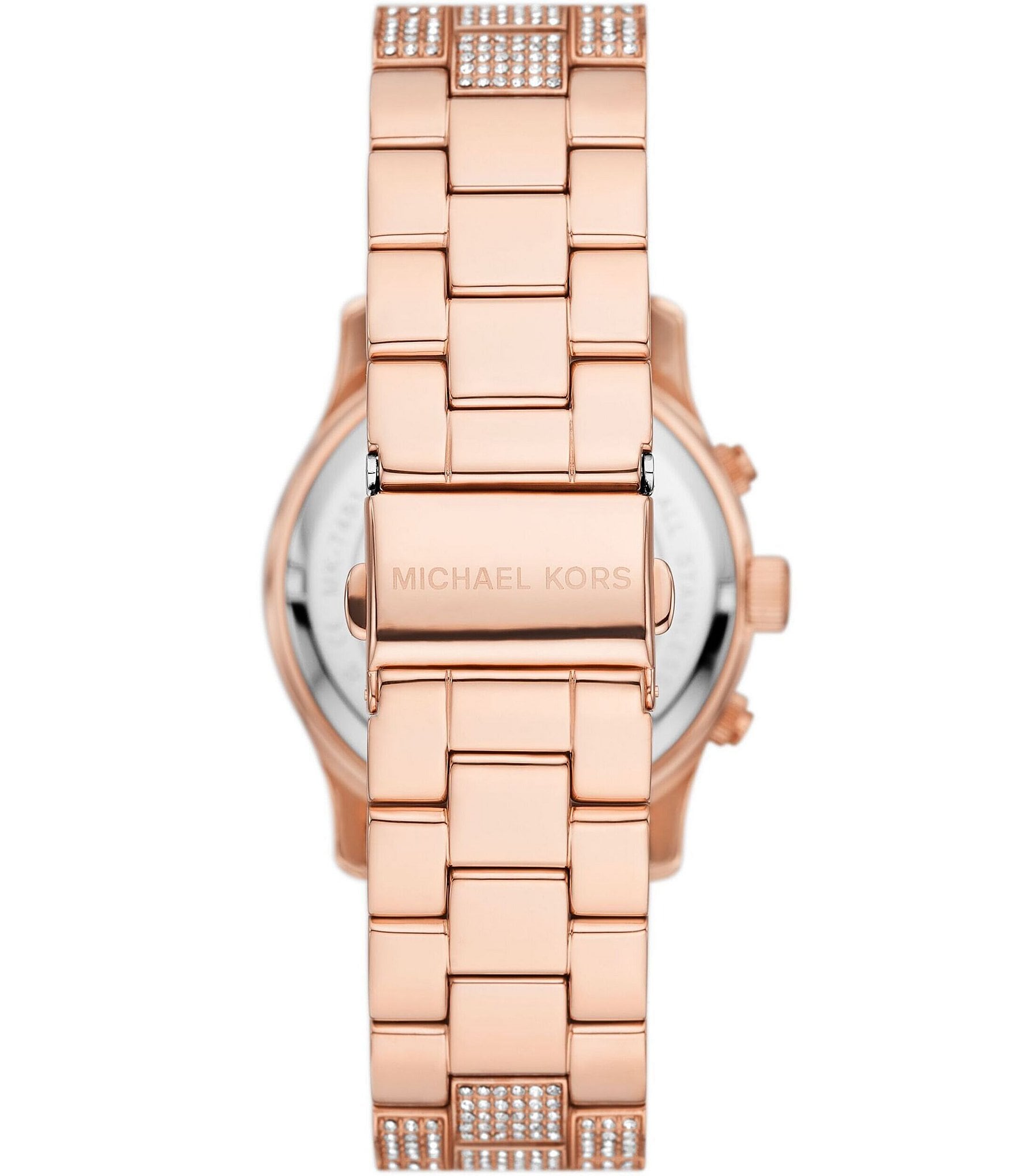 Michael Kors Women's Runway Chronograph Rose Gold-Tone Diamond Stainless Steel Bracelet Watch