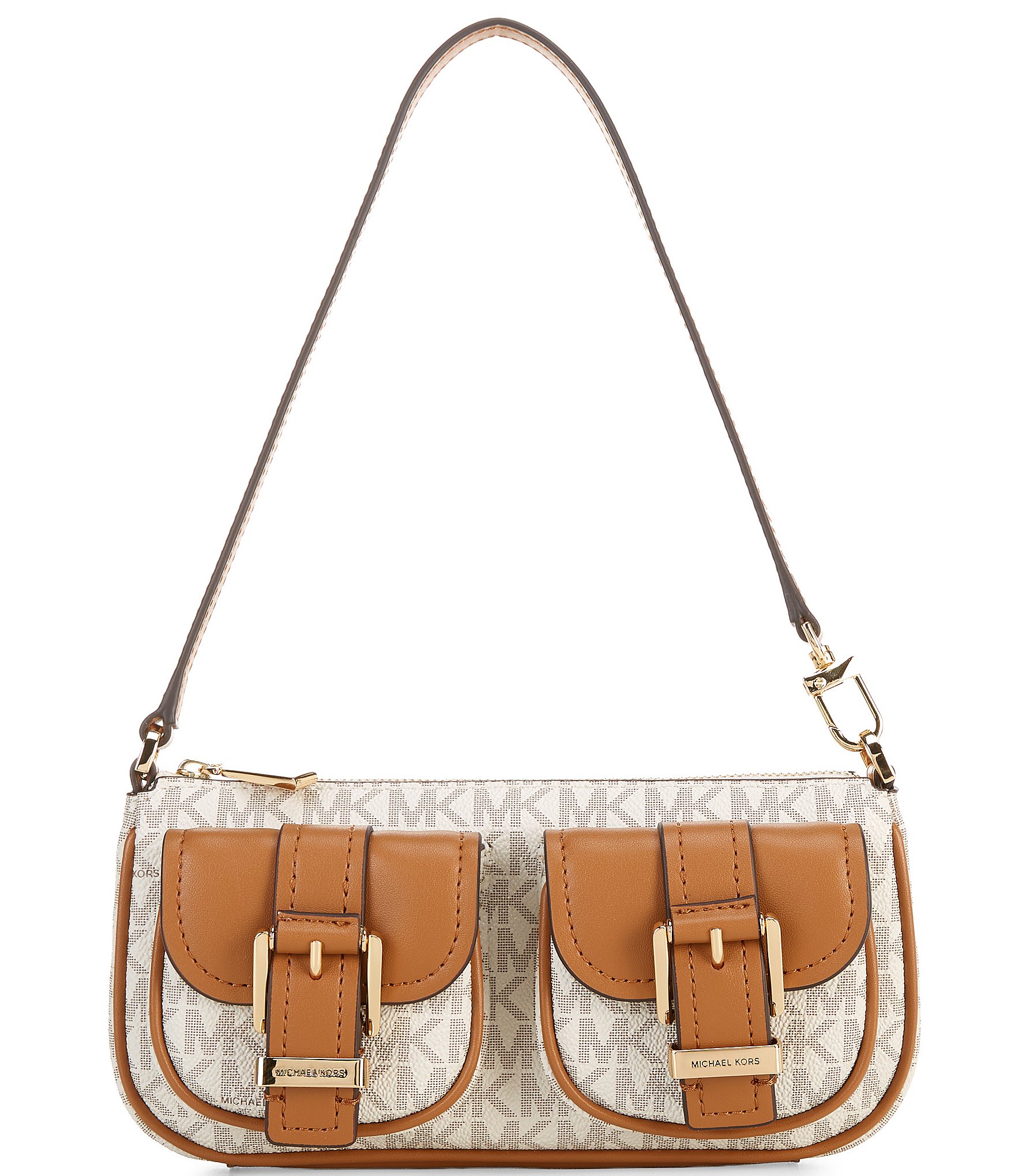 Michael Kors Zoe Small Cargo Contrast Trim Pouchette Shoulder Bag