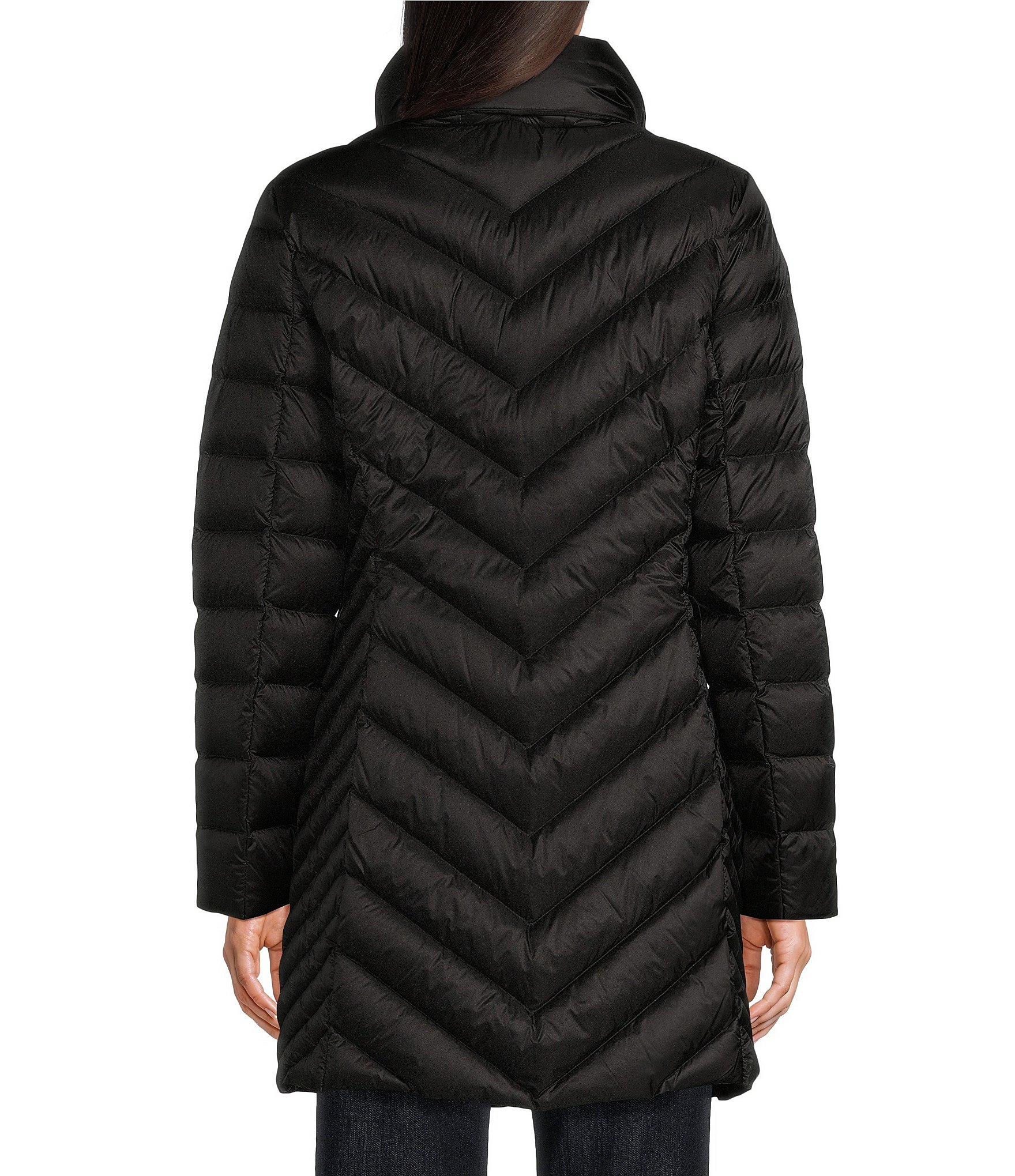 MICHAEL Michael Kors Chevron Pattern Stand Collar Zip Front MICHAEL Michael Kors Chevron Pattern Stand Collar Zip Front