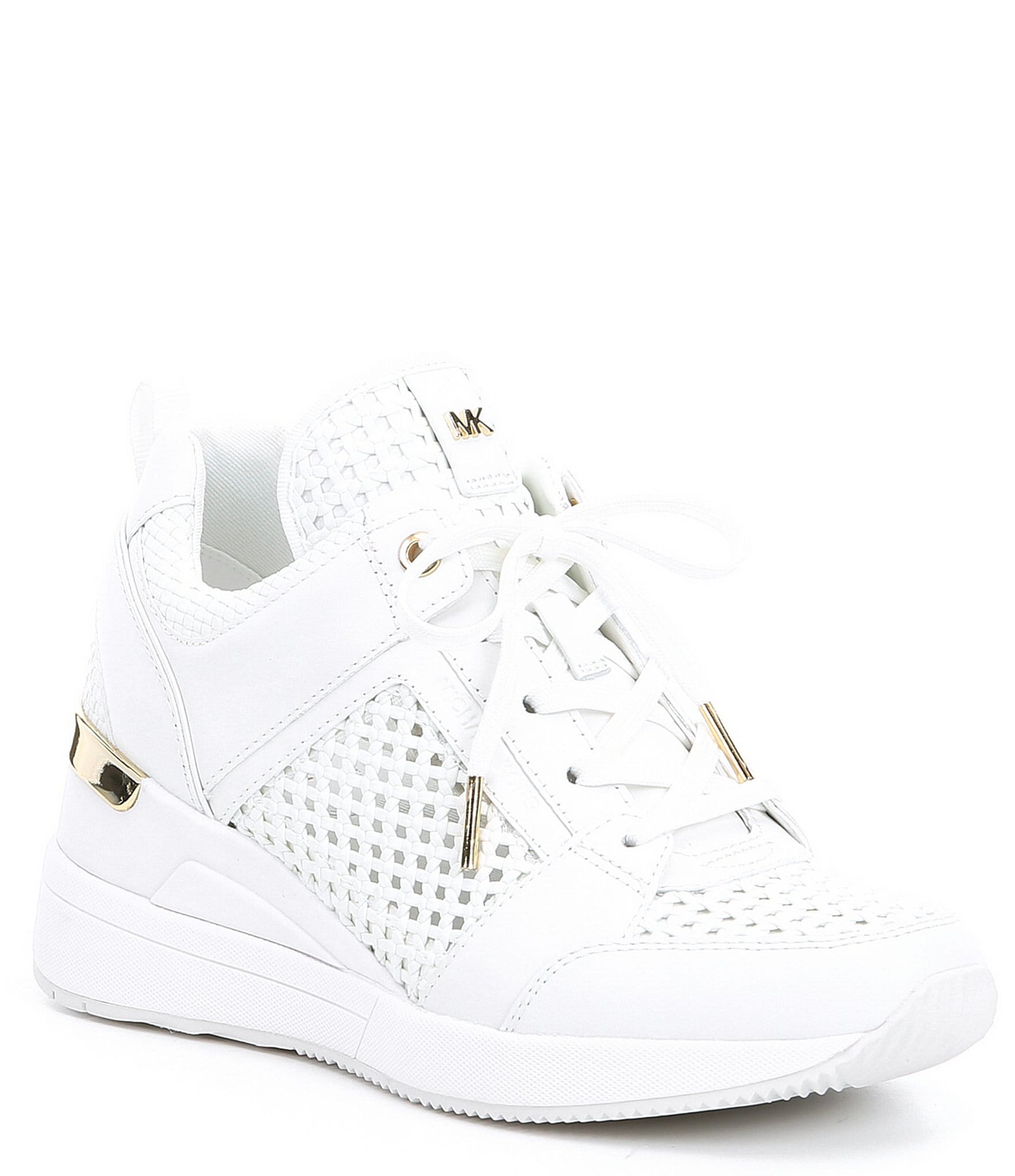 georgie woven leather trainer white