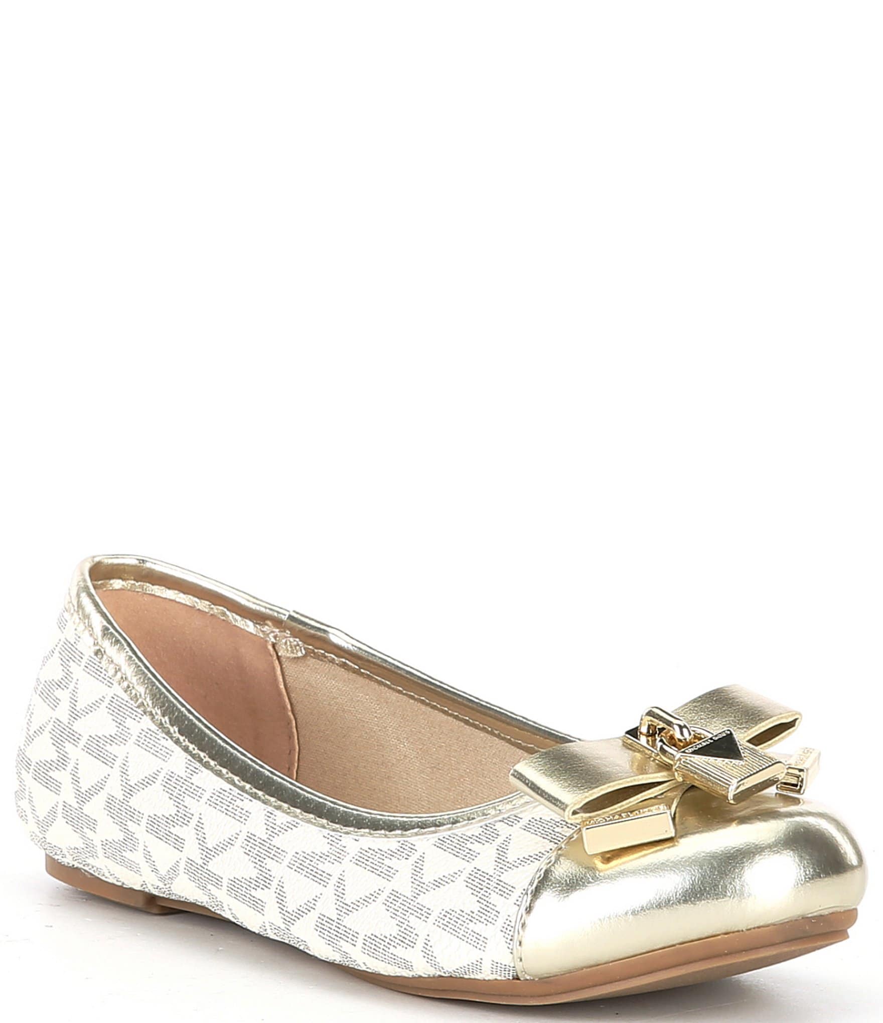 MICHAEL Michael Kors Girls Kenya Metallic Lock Logo Ballet Flats Toddler Dillard s