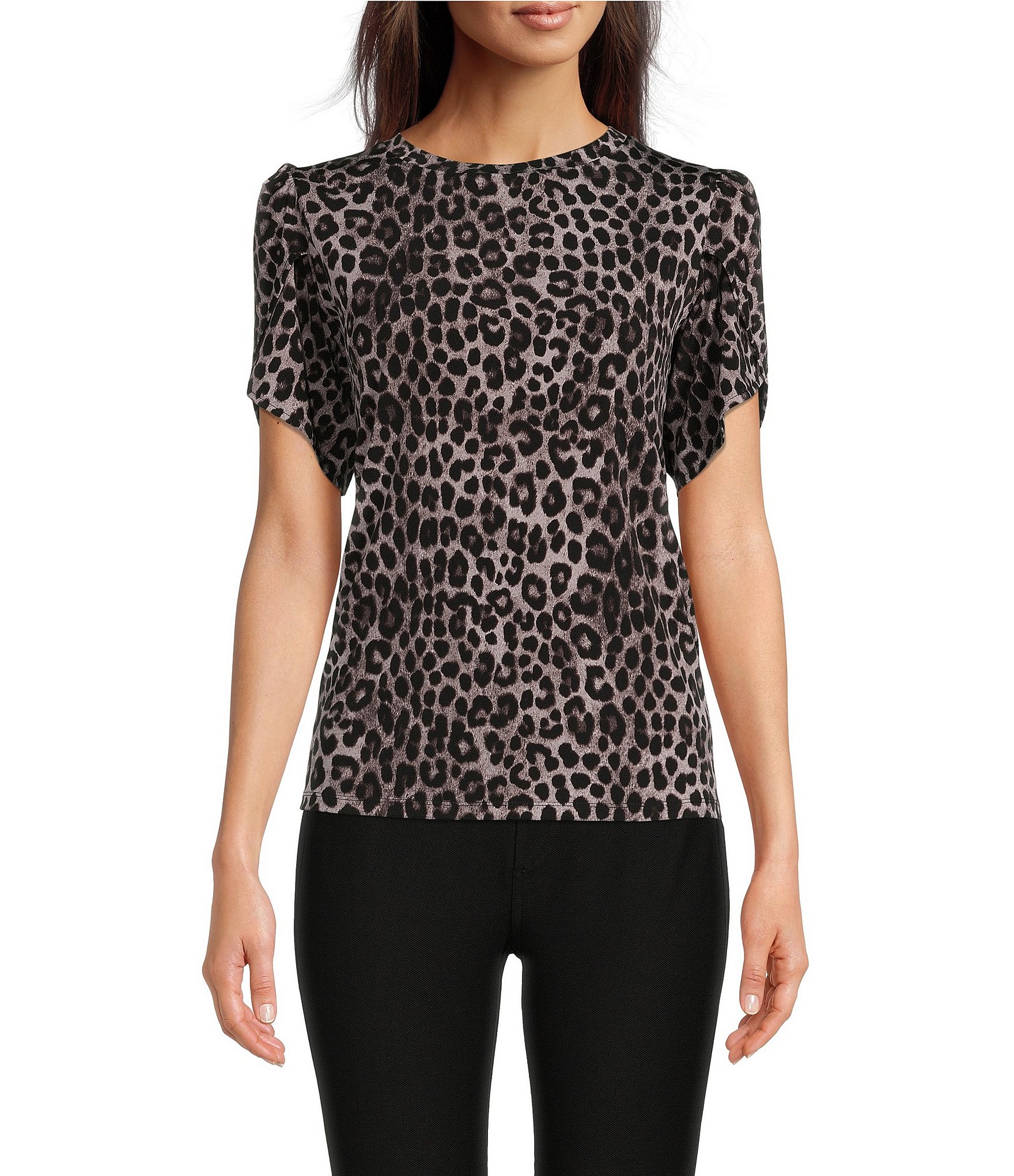 MICHAEL Michael Kors Mega Cheetah Print Lux Matte Jersey Tulip Sleeve ...