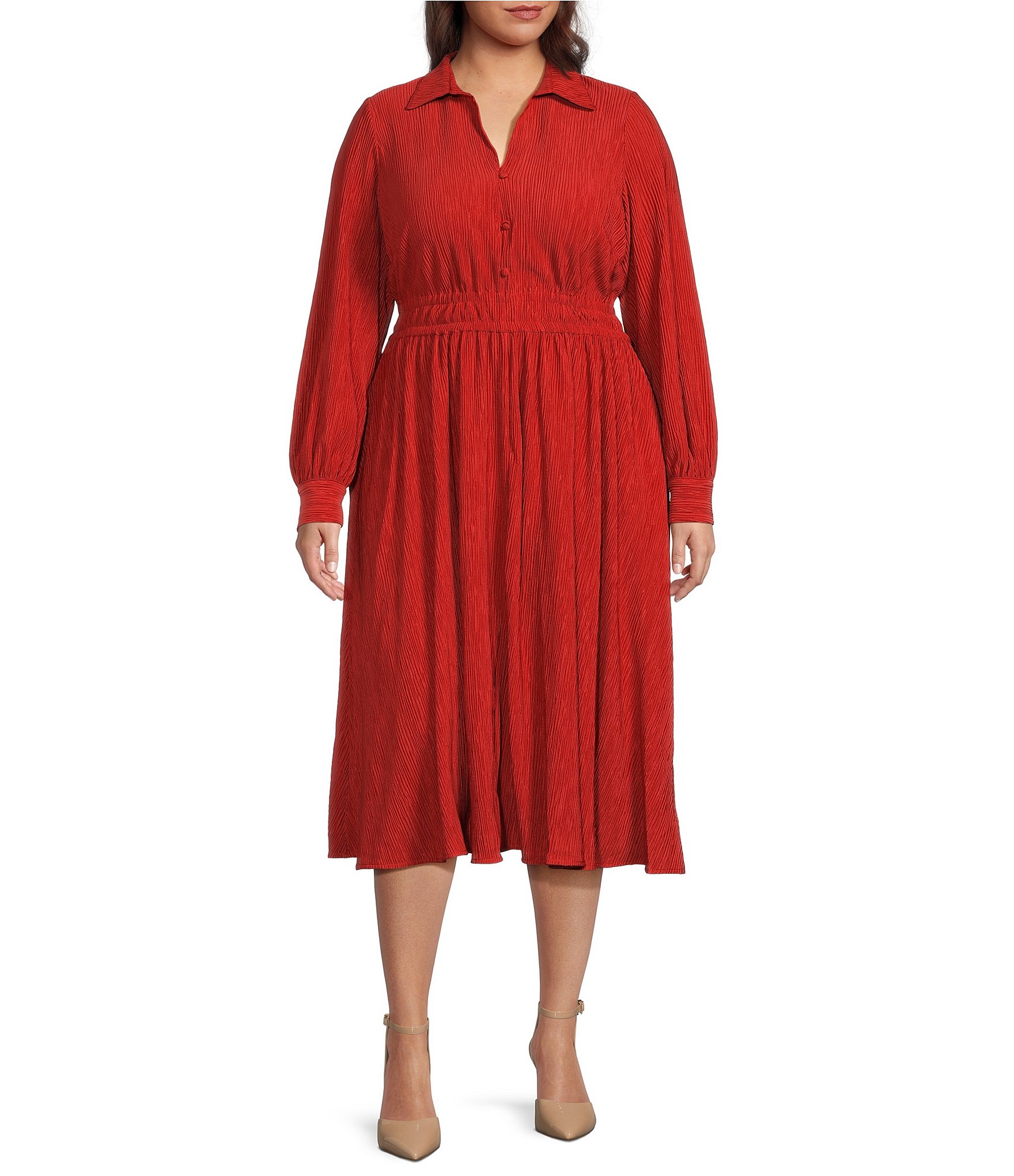 MICHAEL Michael Kors Plus Size Solid Crew Neck Drape Dress