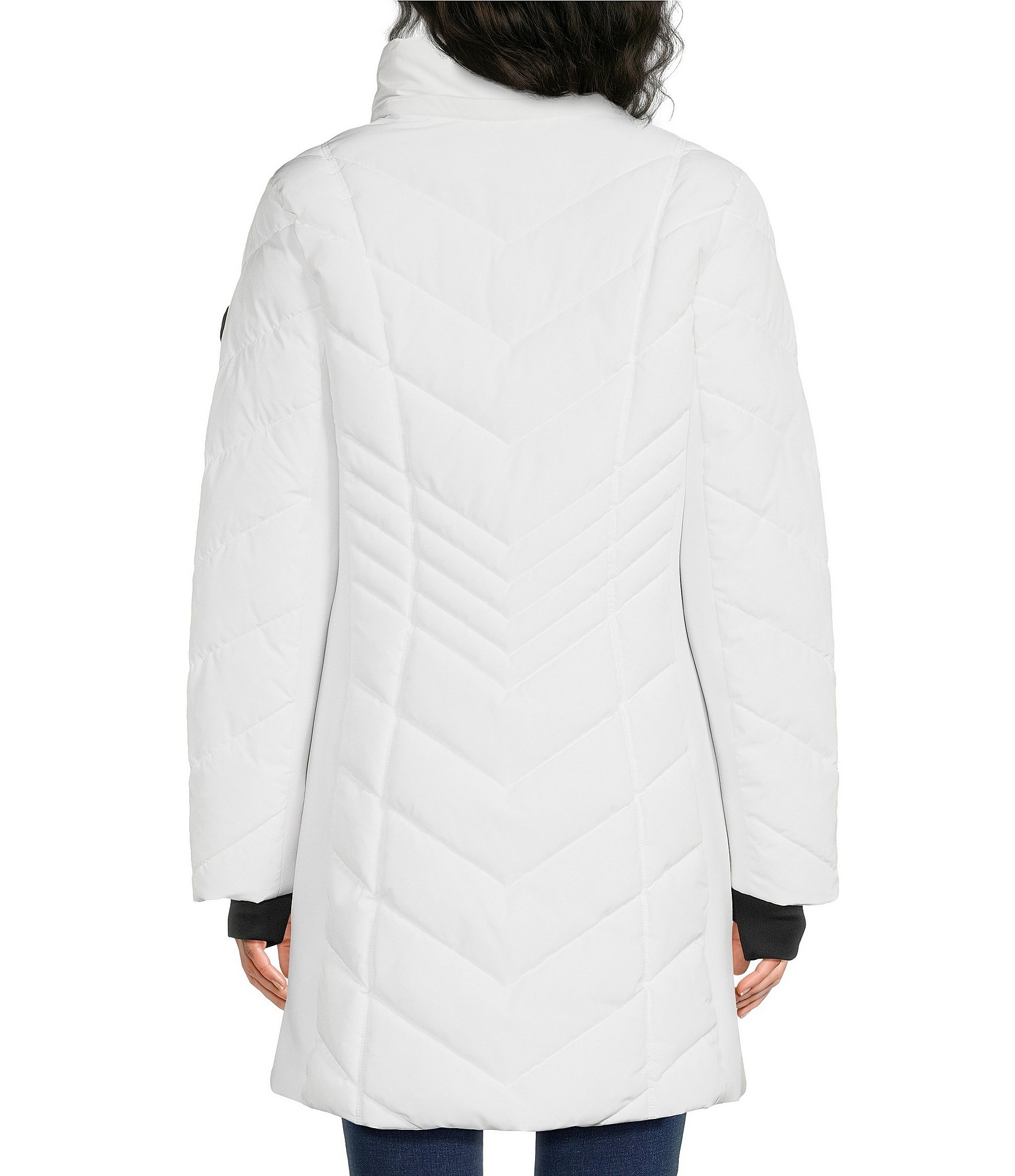 MICHAEL Michael Kors Quilted Faux Fur Stand Collar Removable Hood Zip Front Puffer