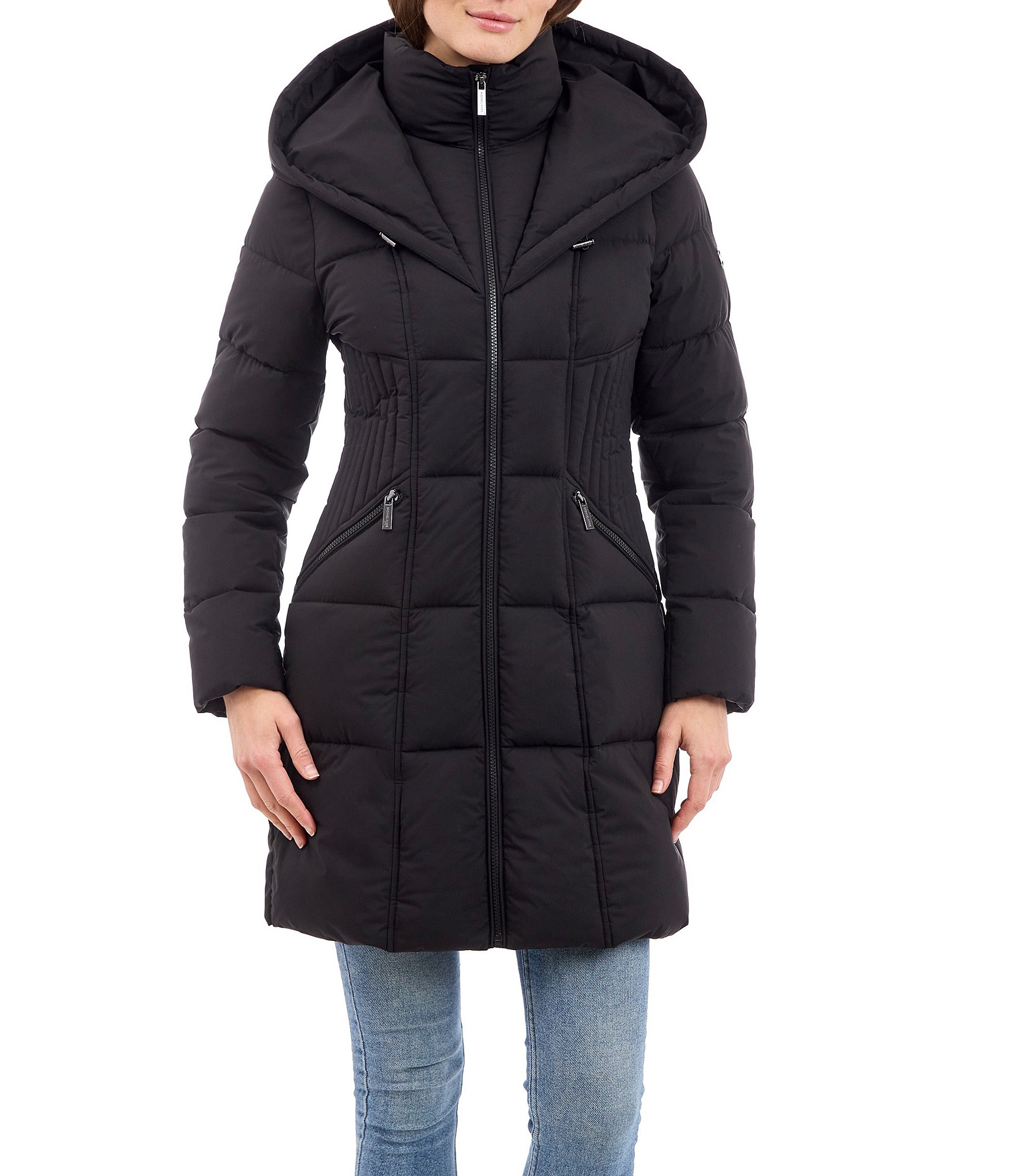 MICHAEL Michael Kors Quilted Oversize Hooded Stand Collar Bib Puffer Jacket Dillard s