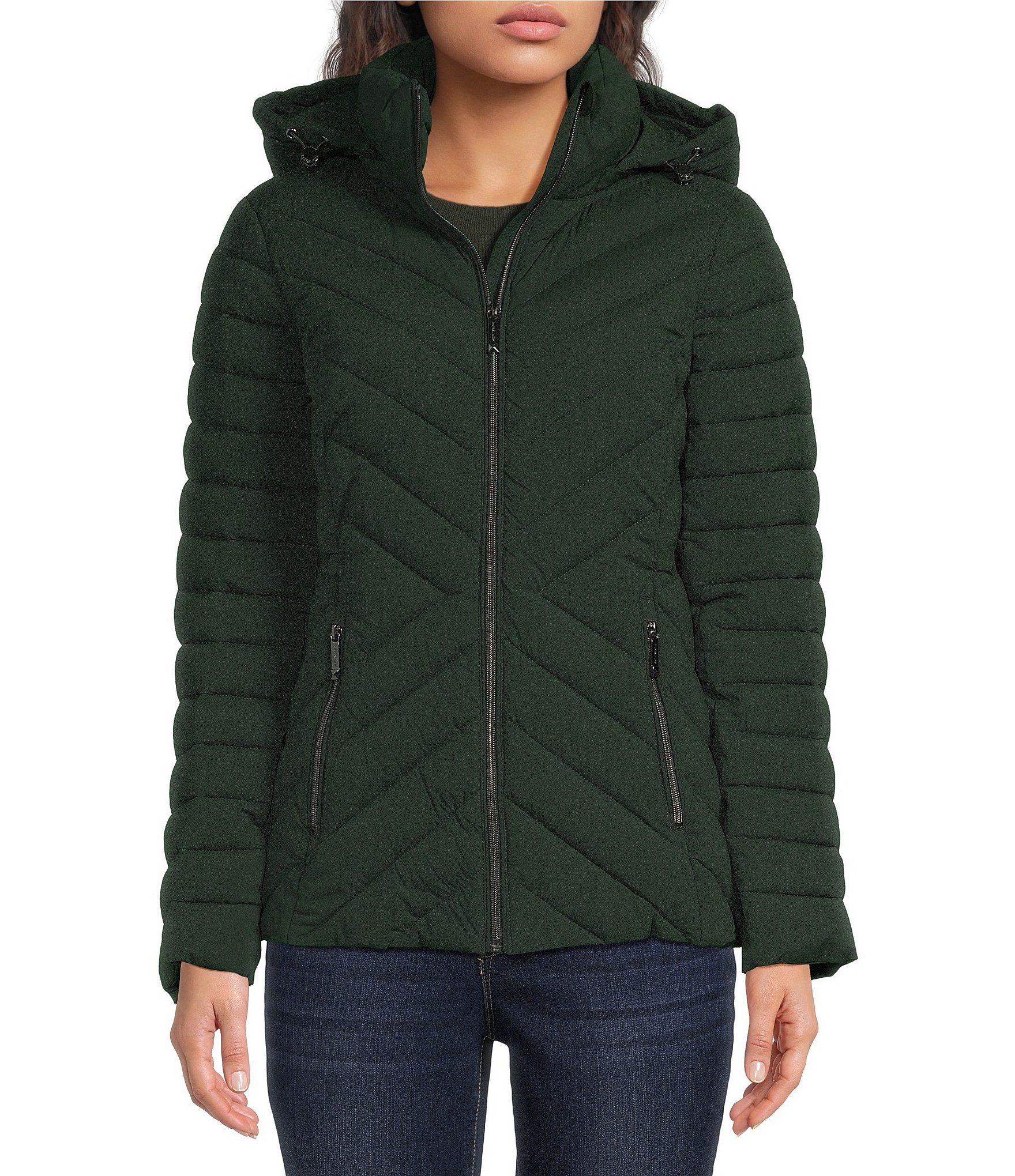 MICHAEL Michael Kors Quilted Packable Stand Collar Zip Front Puffer