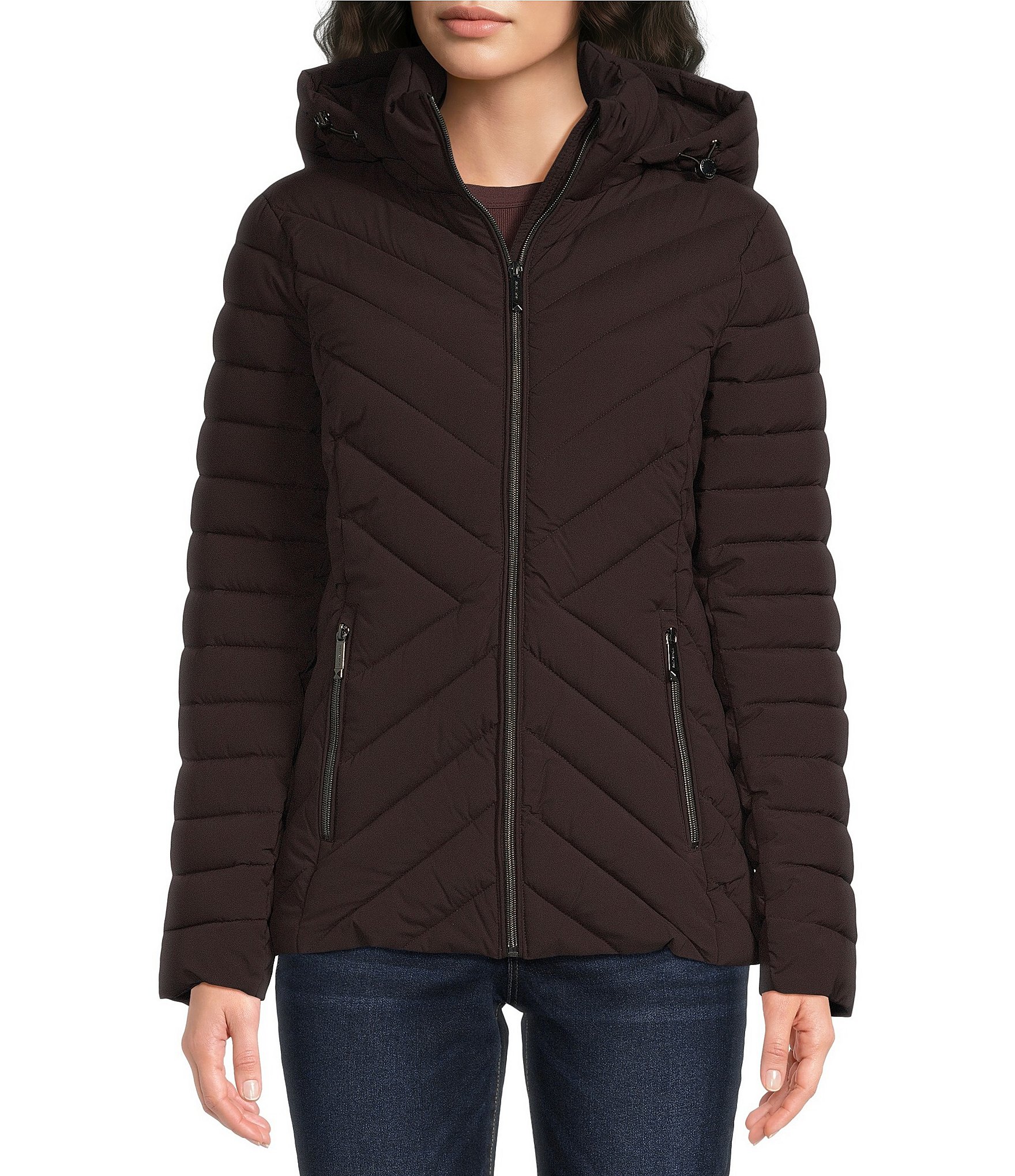 MICHAEL Michael Kors Quilted Packable Stand Collar Zip Front Puffer