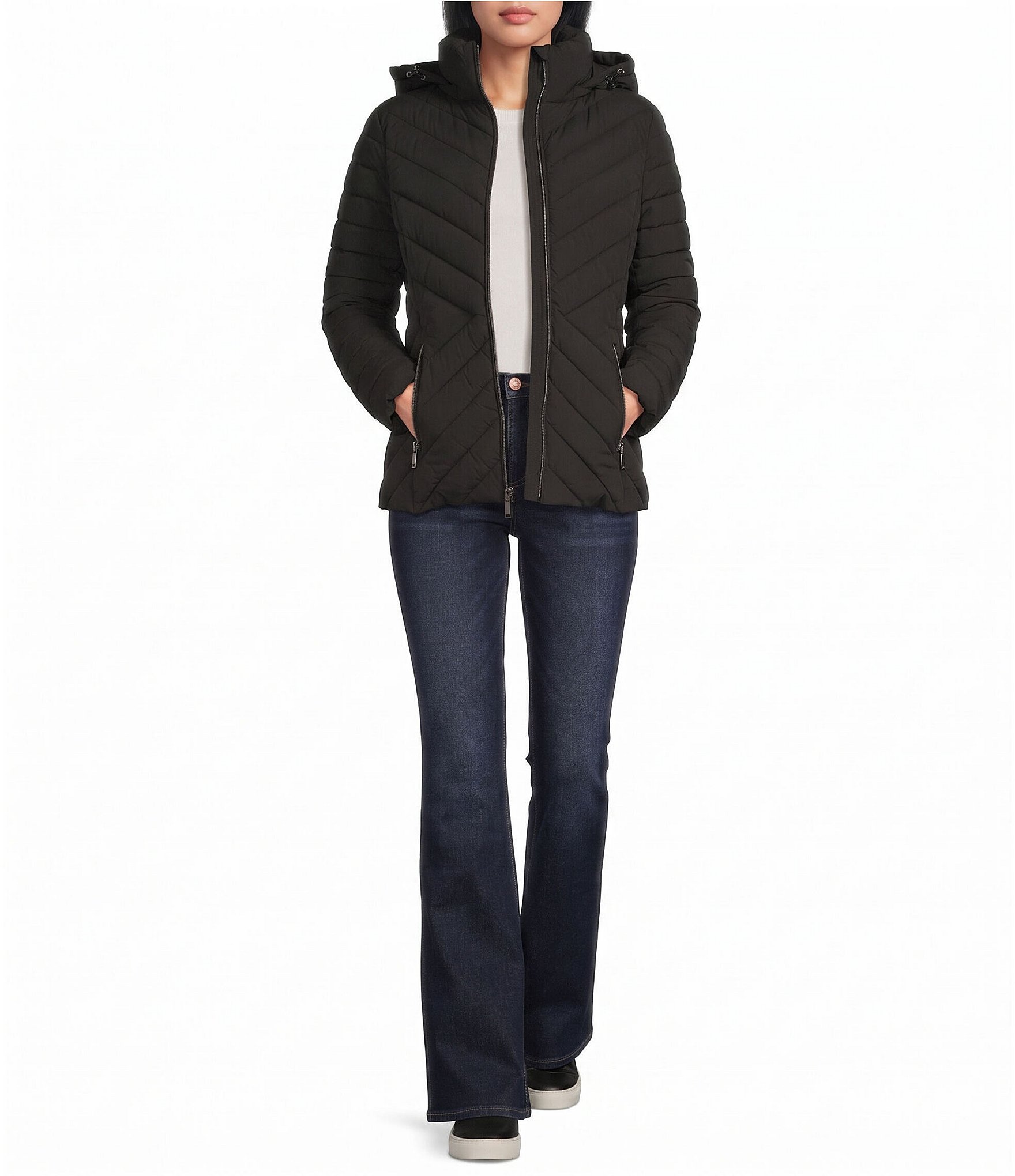 MICHAEL Michael Kors Quilted Packable Stand Collar Zip Front Puffer