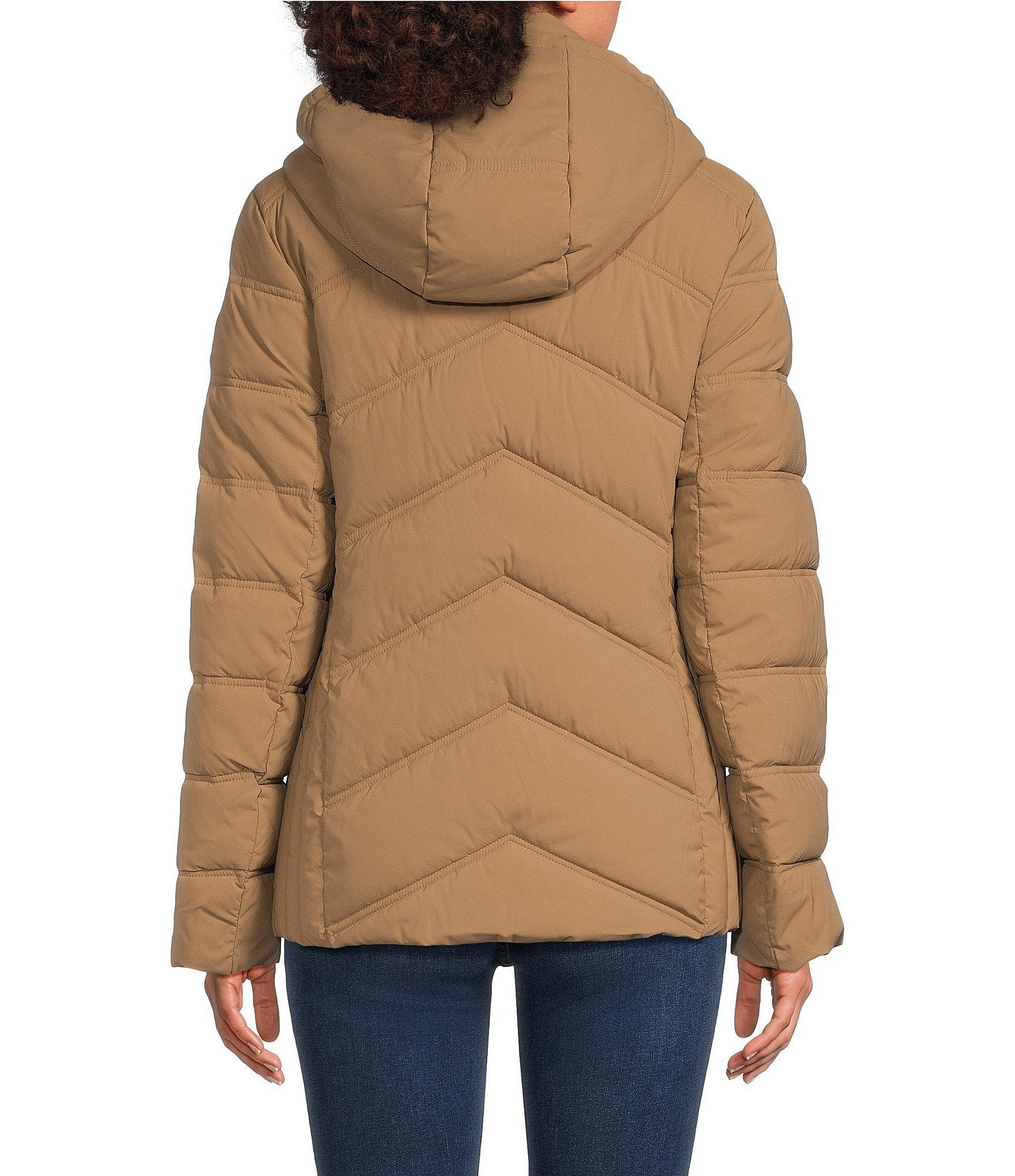 MICHAEL Michael Kors Quilted Stand Collar Hooded Packable Zip Front Puffer