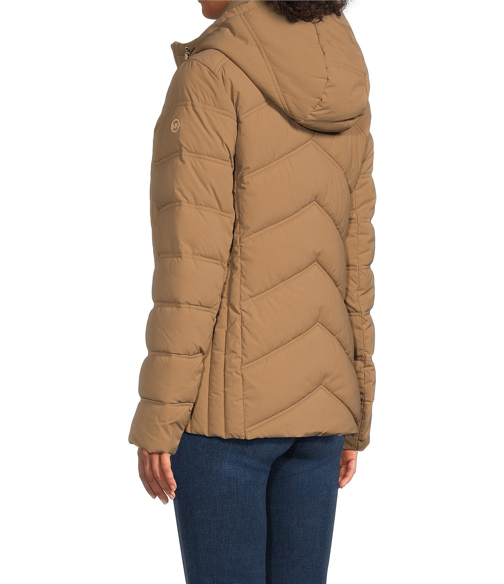 MICHAEL Michael Kors Quilted Stand Collar Hooded Packable Zip Front Puffer