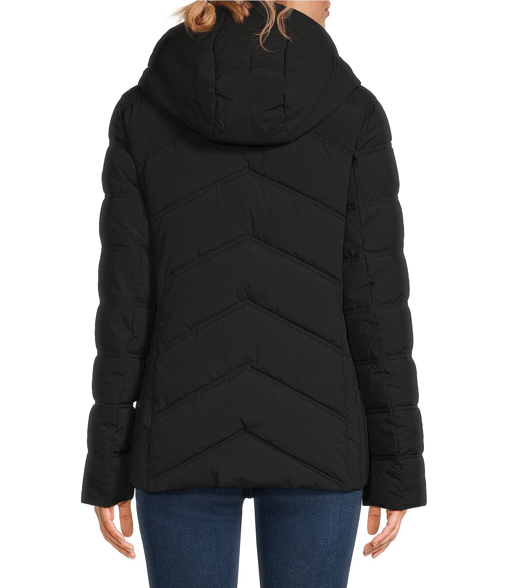 MICHAEL Michael Kors Quilted Stand Collar Hooded Packable Zip Front Puffer