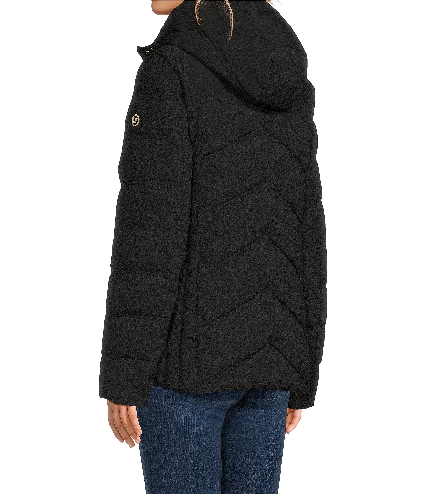 MICHAEL Michael Kors Quilted Stand Collar Hooded Packable Zip Front Puffer