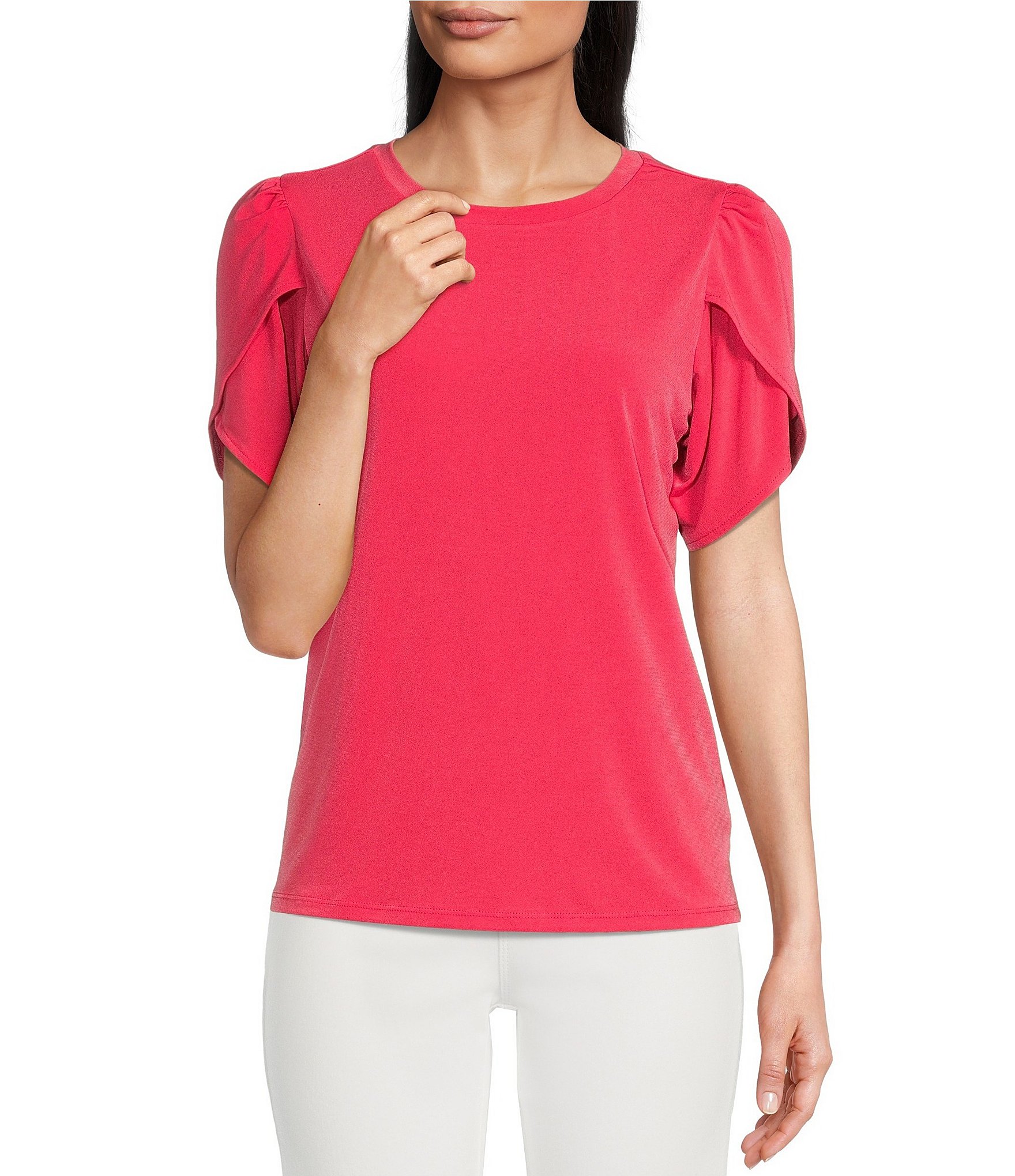 Ruffle Tulip Sleeve Top - Pink