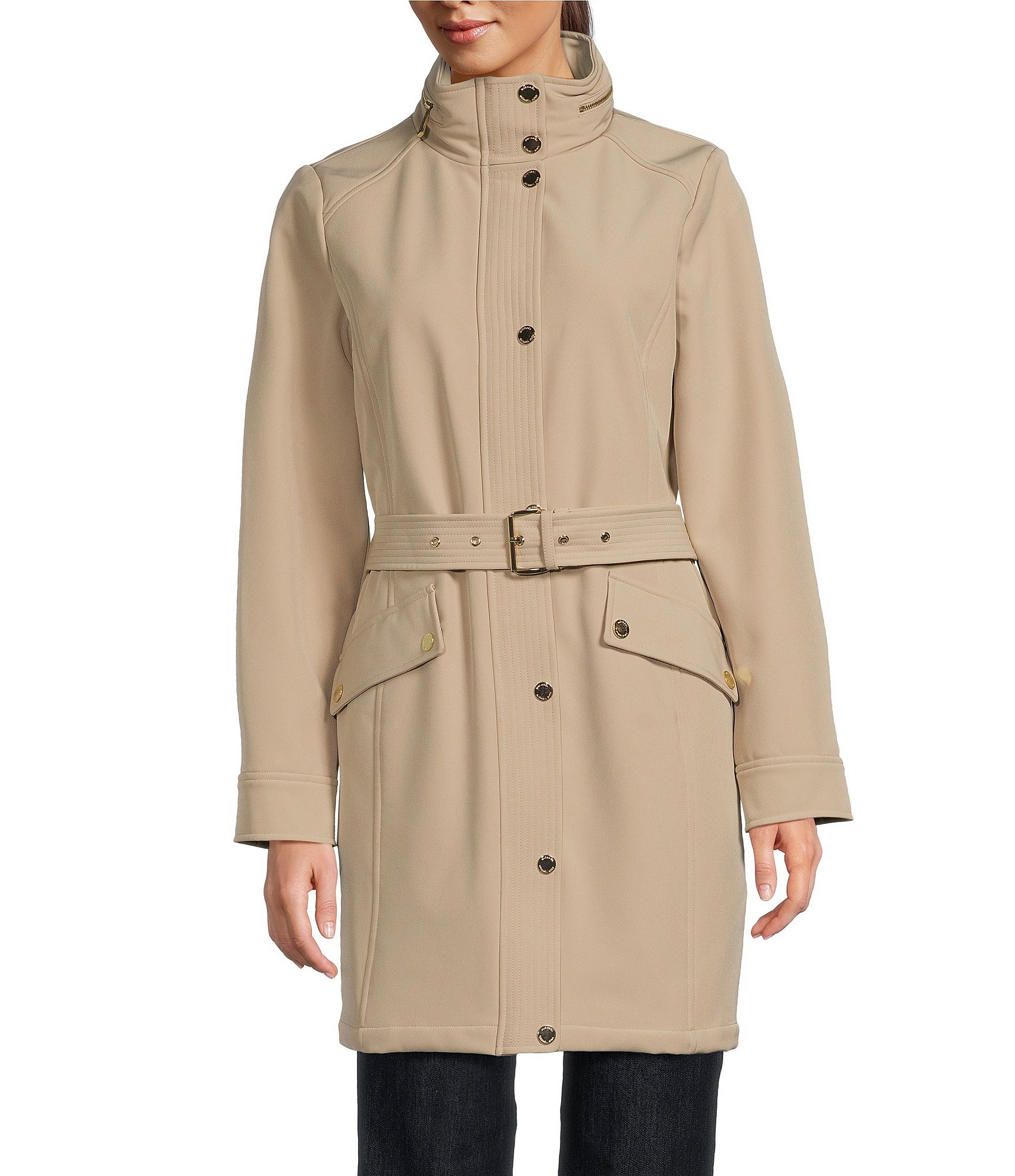 MICHAEL Michael Kors Stand Collar Belted Zip Front Anorak Jacket