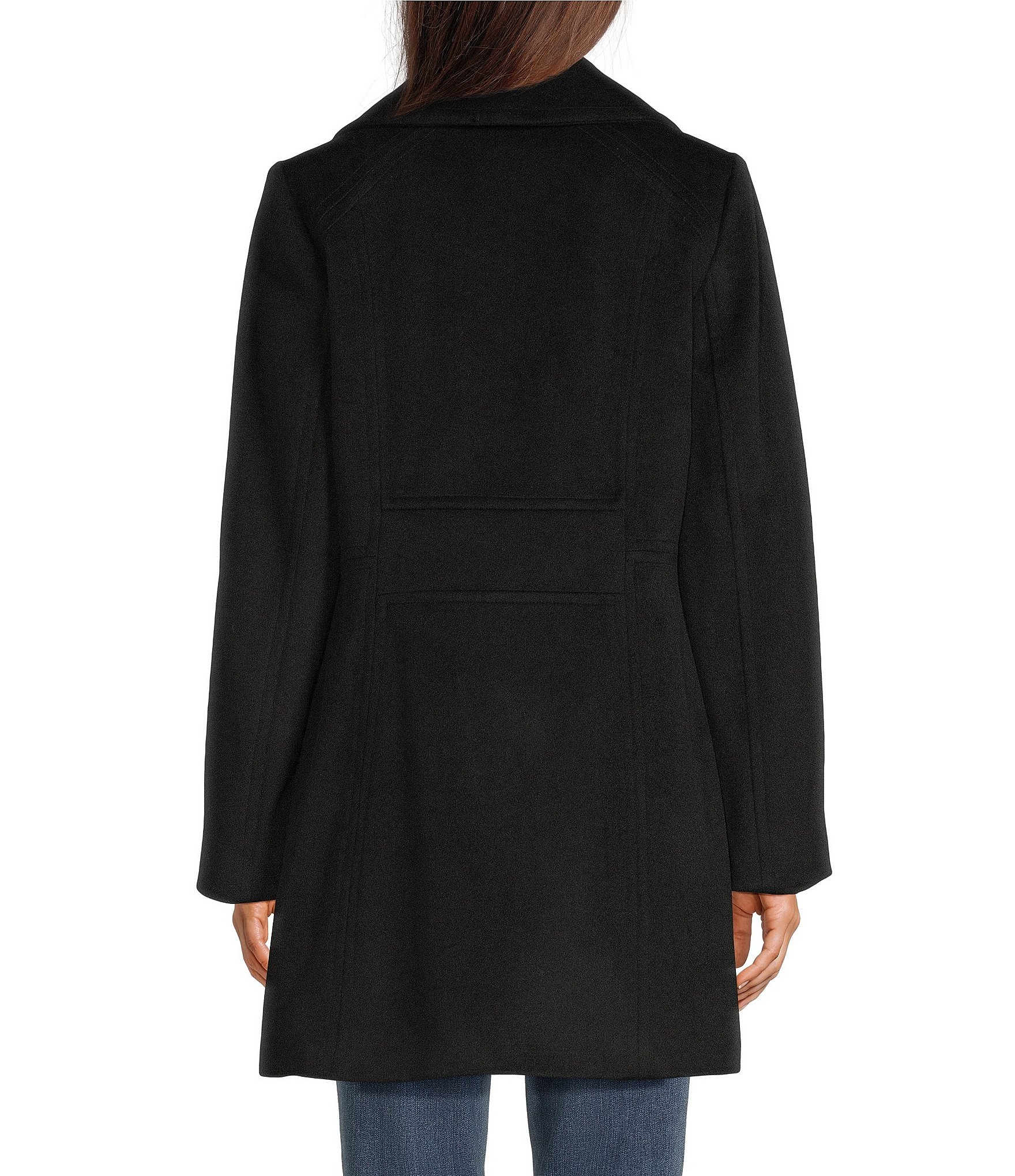 MICHAEL Michael Kors Wool Blend Notch Collar Button Front Single Breasted Coat