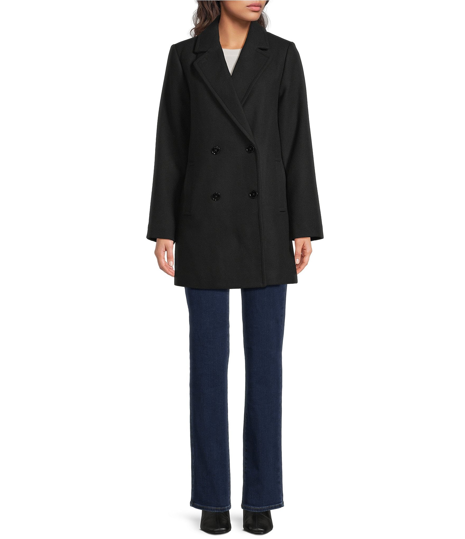 MICHAEL Michael Kors Wool Blend Notch Lapel Double Breasted Peacoat