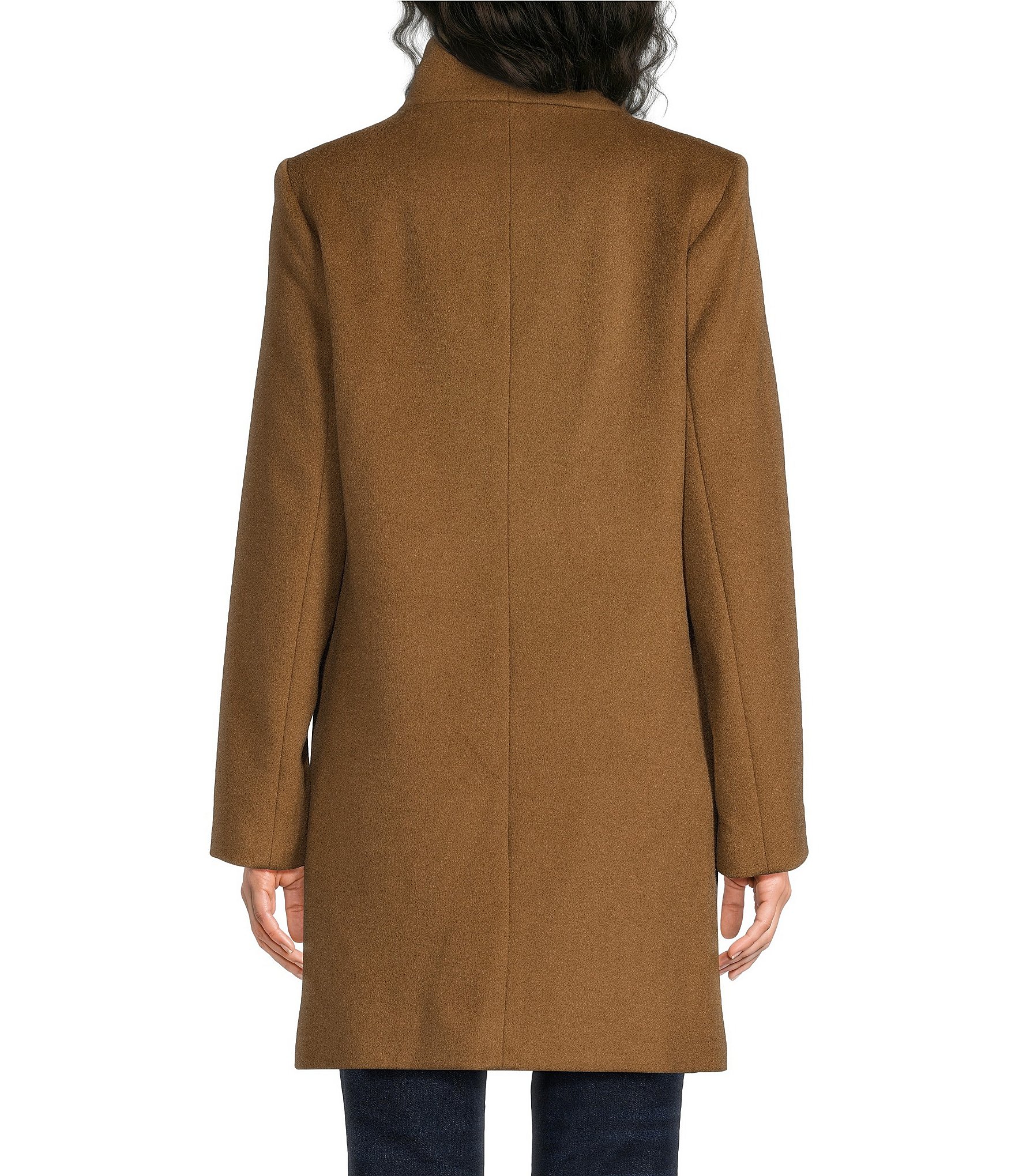 MICHAEL Michael Kors Wool Blend Tulip Collar Button Front Single Breasted Coat