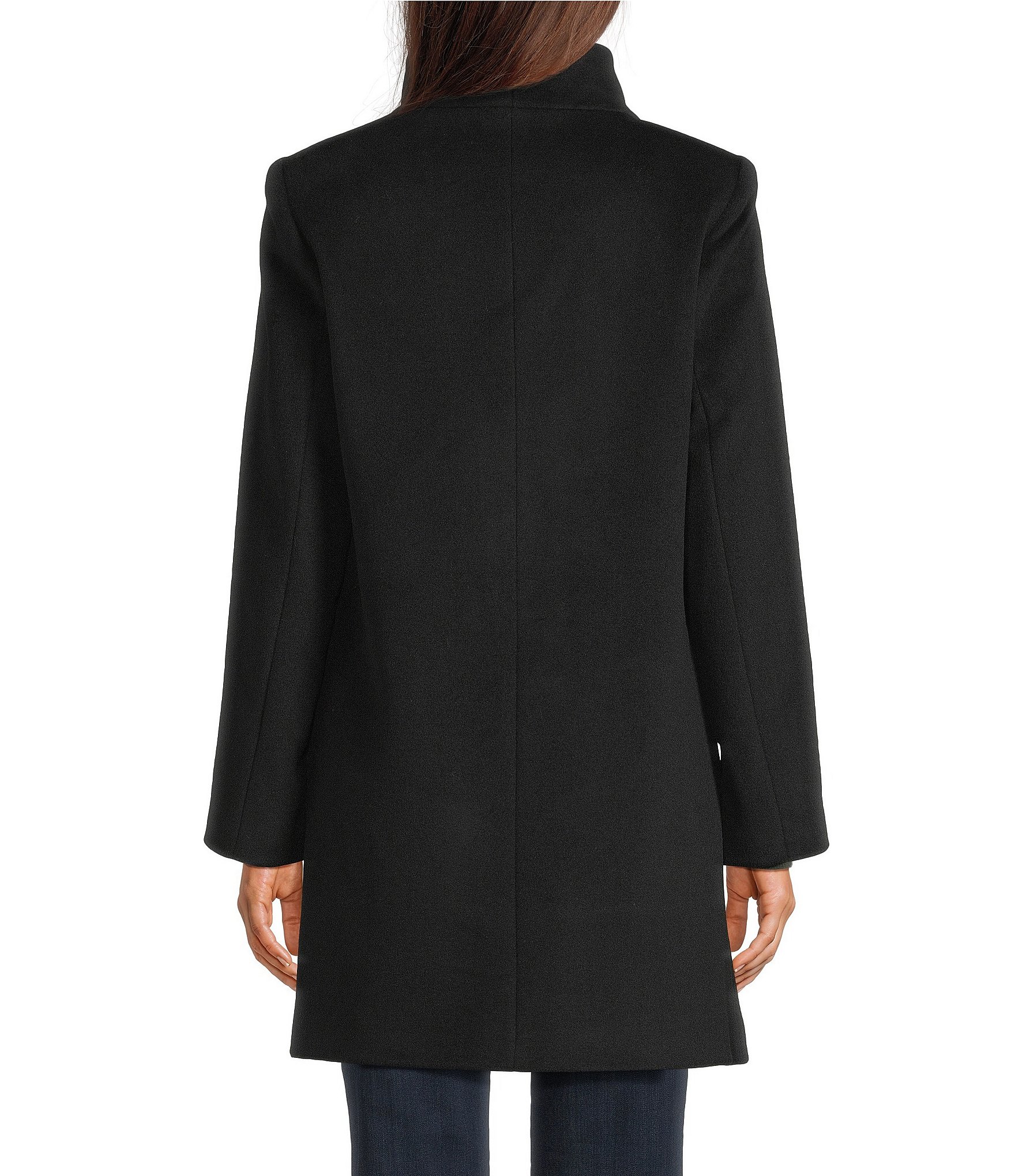 MICHAEL Michael Kors Wool Blend Tulip Collar Button Front Single Breasted Coat